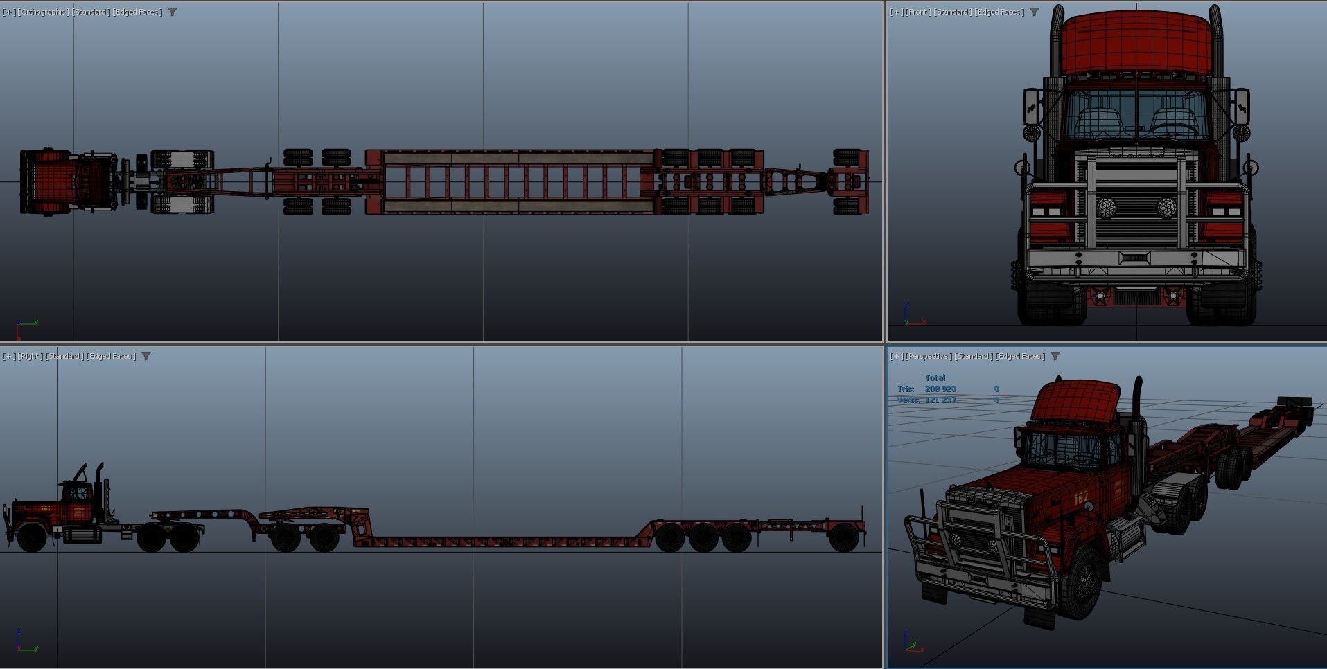 SuperLiner Lowboy trailer Low-poly 3D model_42
