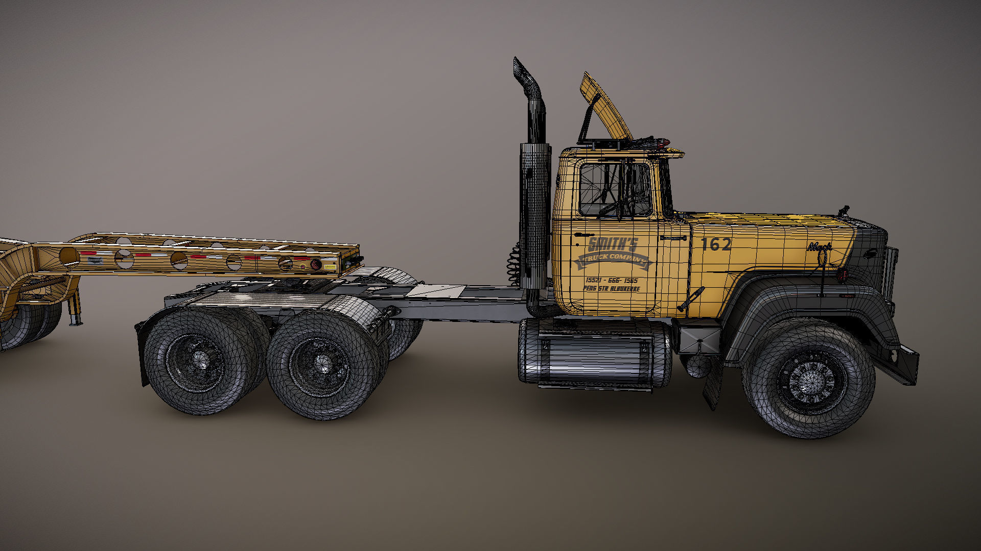 SuperLiner Lowboy trailer Low-poly 3D model_34