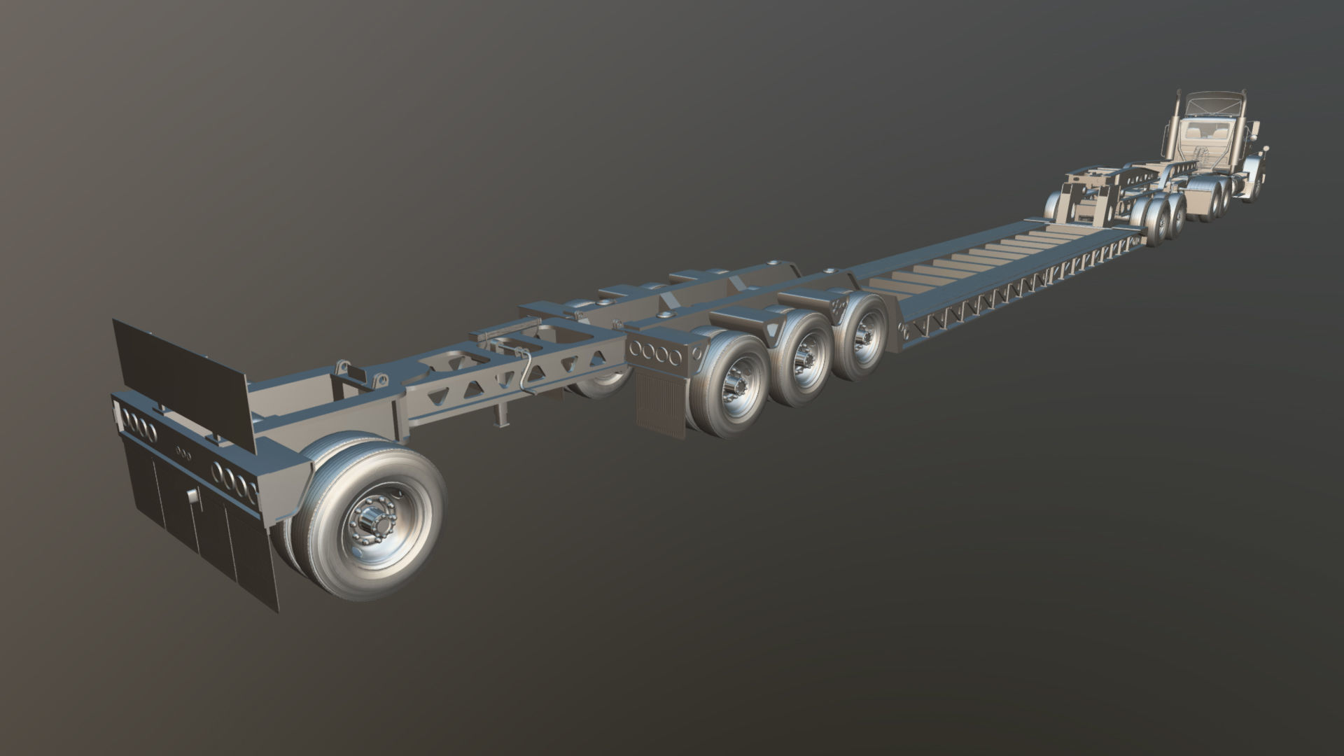 SuperLiner Lowboy trailer Low-poly 3D model_37