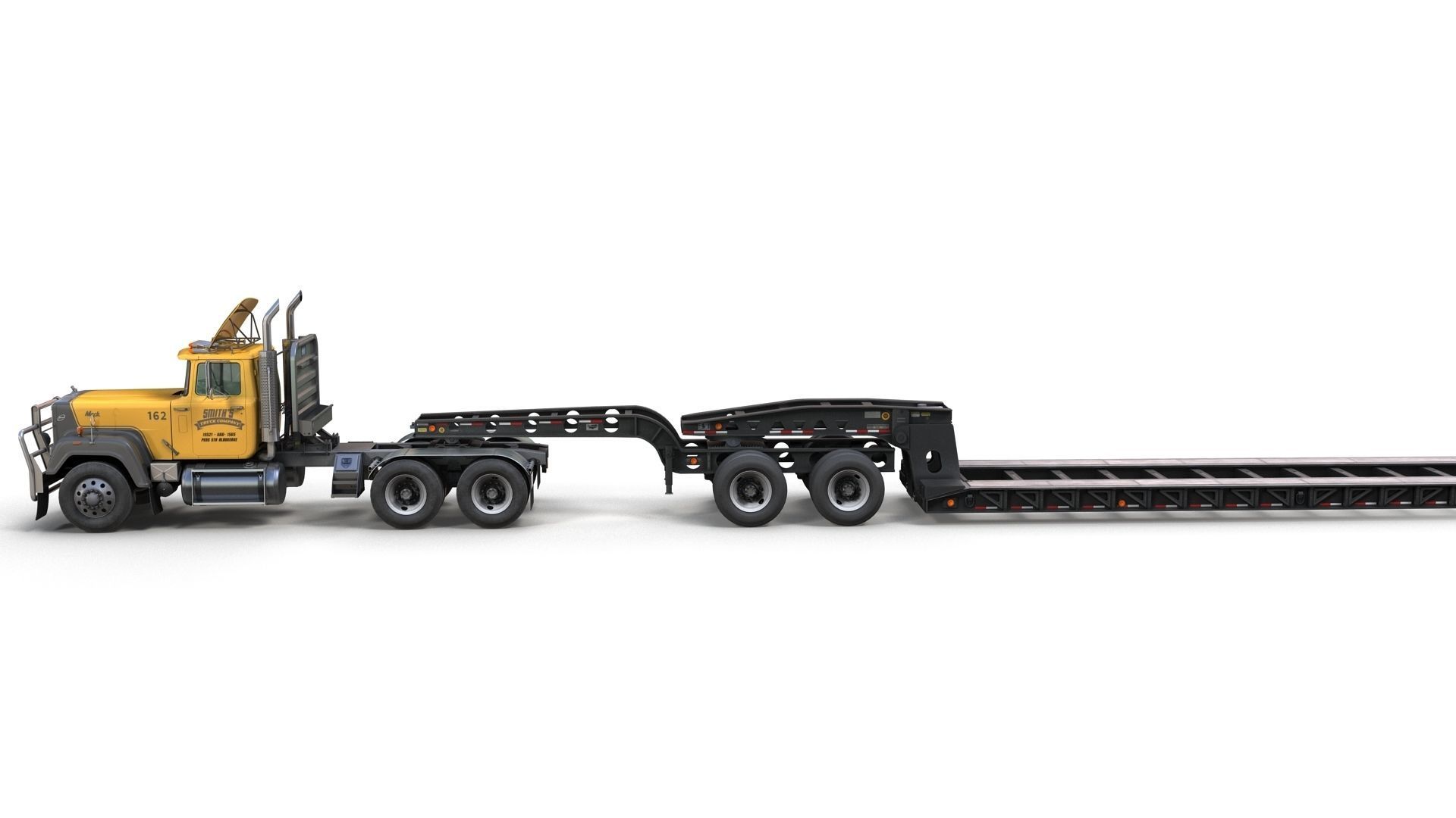 SuperLiner Lowboy trailer Low-poly 3D model_7