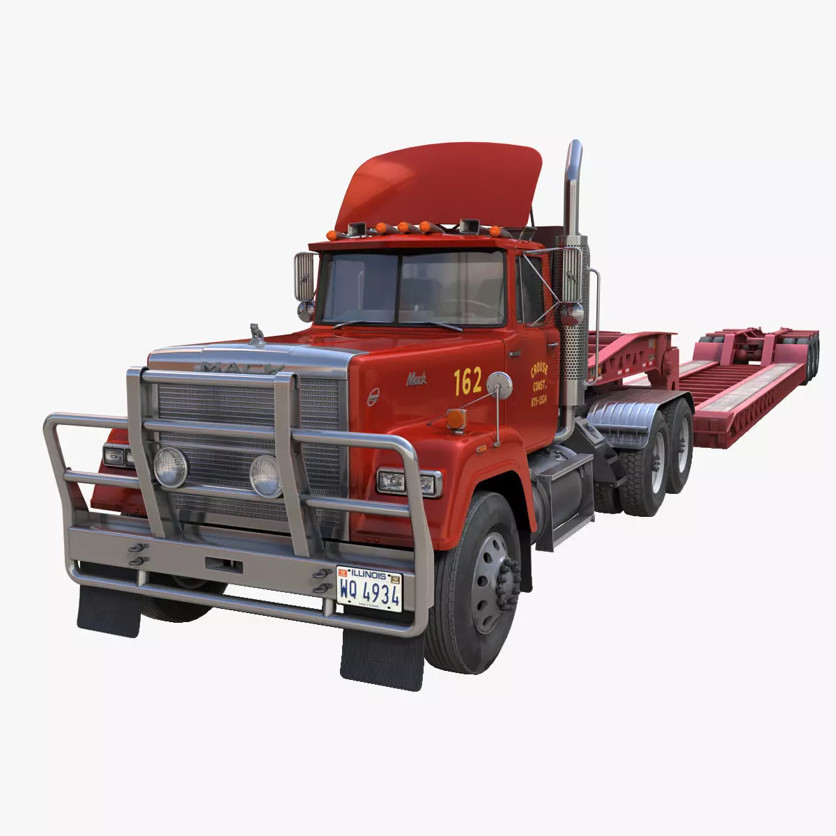 SuperLiner Lowboy trailer Low-poly 3D model_0
