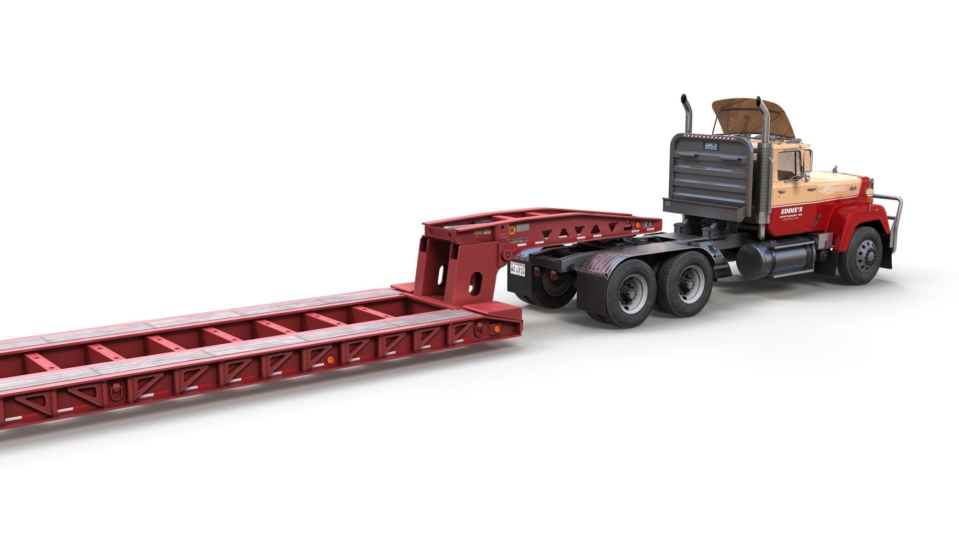 SuperLiner Lowboy trailer Low-poly 3D model_13