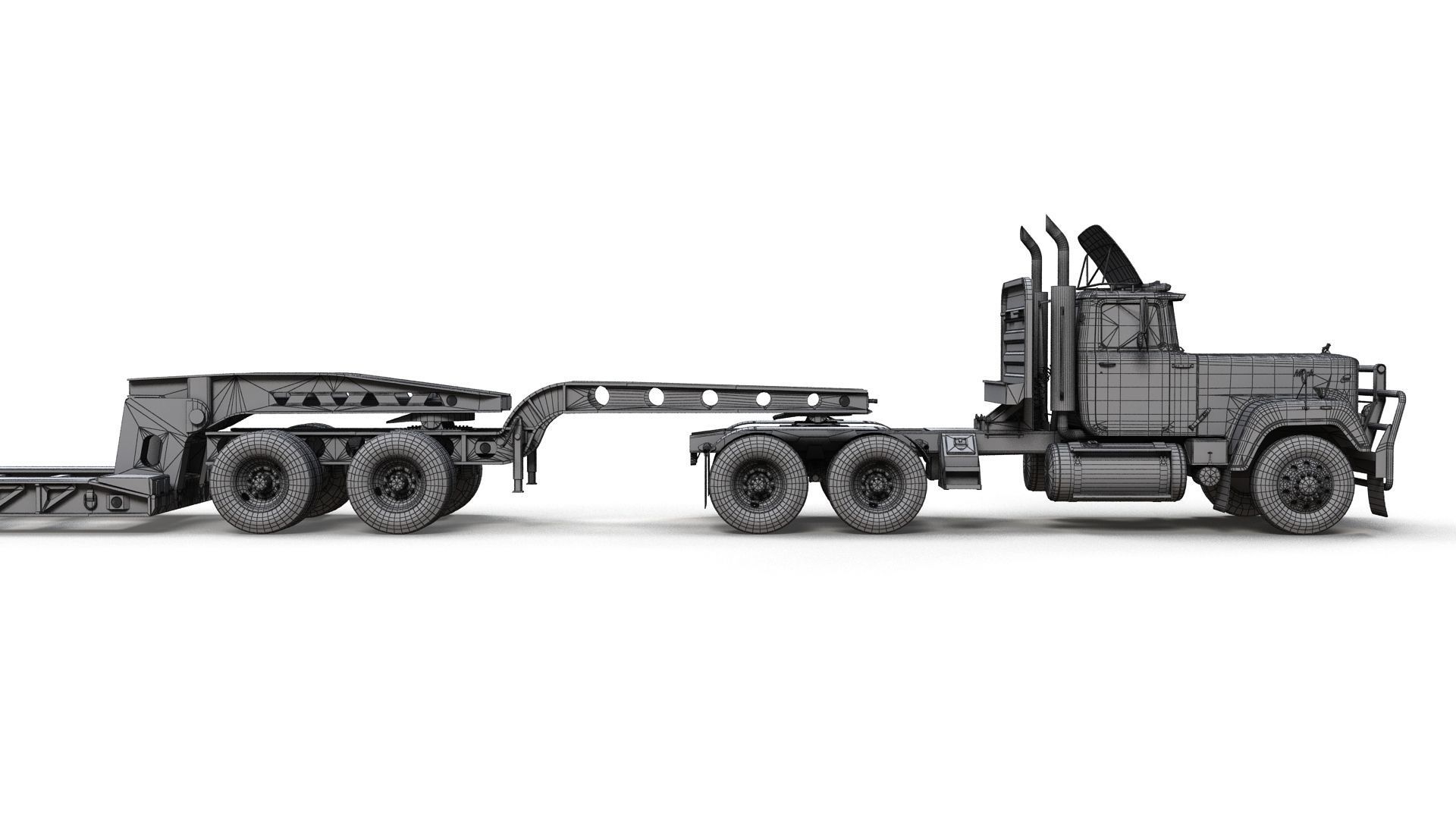 SuperLiner Lowboy trailer Low-poly 3D model_15