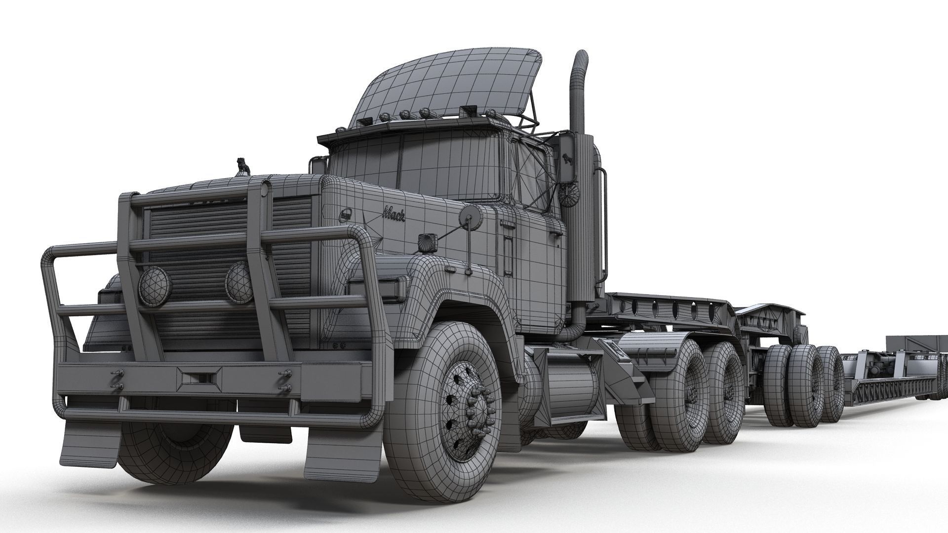 SuperLiner Lowboy trailer Low-poly 3D model_16