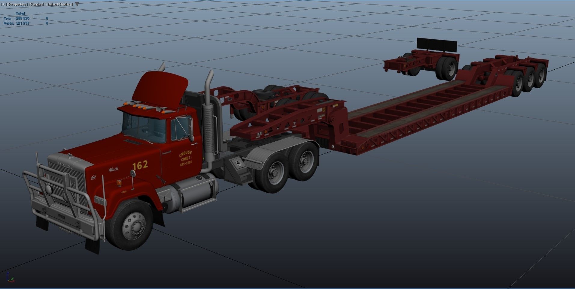 SuperLiner Lowboy trailer Low-poly 3D model_44