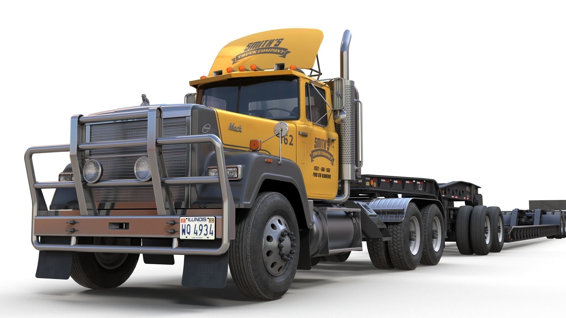 SuperLiner Lowboy trailer Low-poly 3D model_8