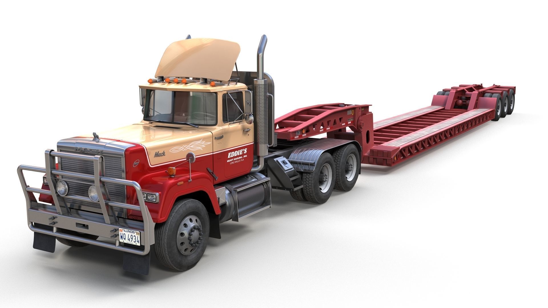 SuperLiner Lowboy trailer Low-poly 3D model_9