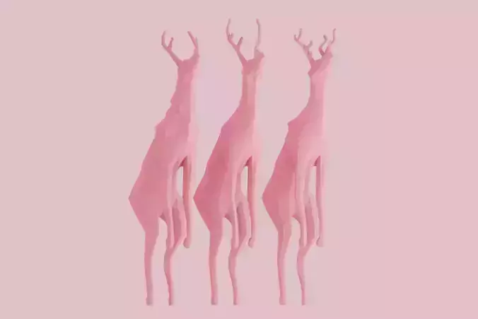 Three Flying Poly Deer - STL Print 3D print model