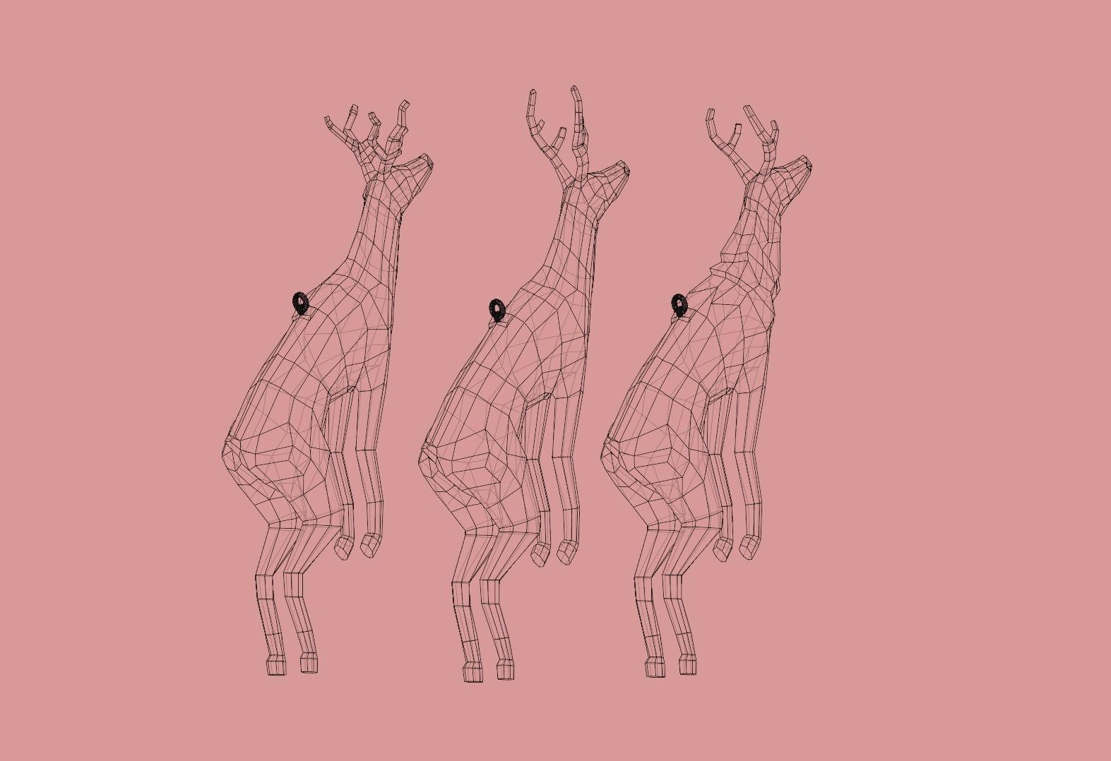 Three Flying Poly Deer - STL Print 3D print model_2