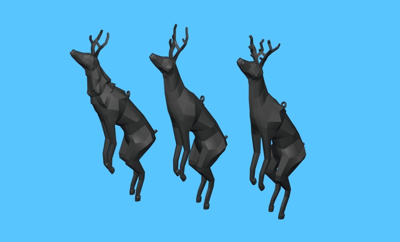 Three Flying Poly Deer - STL Print 3D print model_3