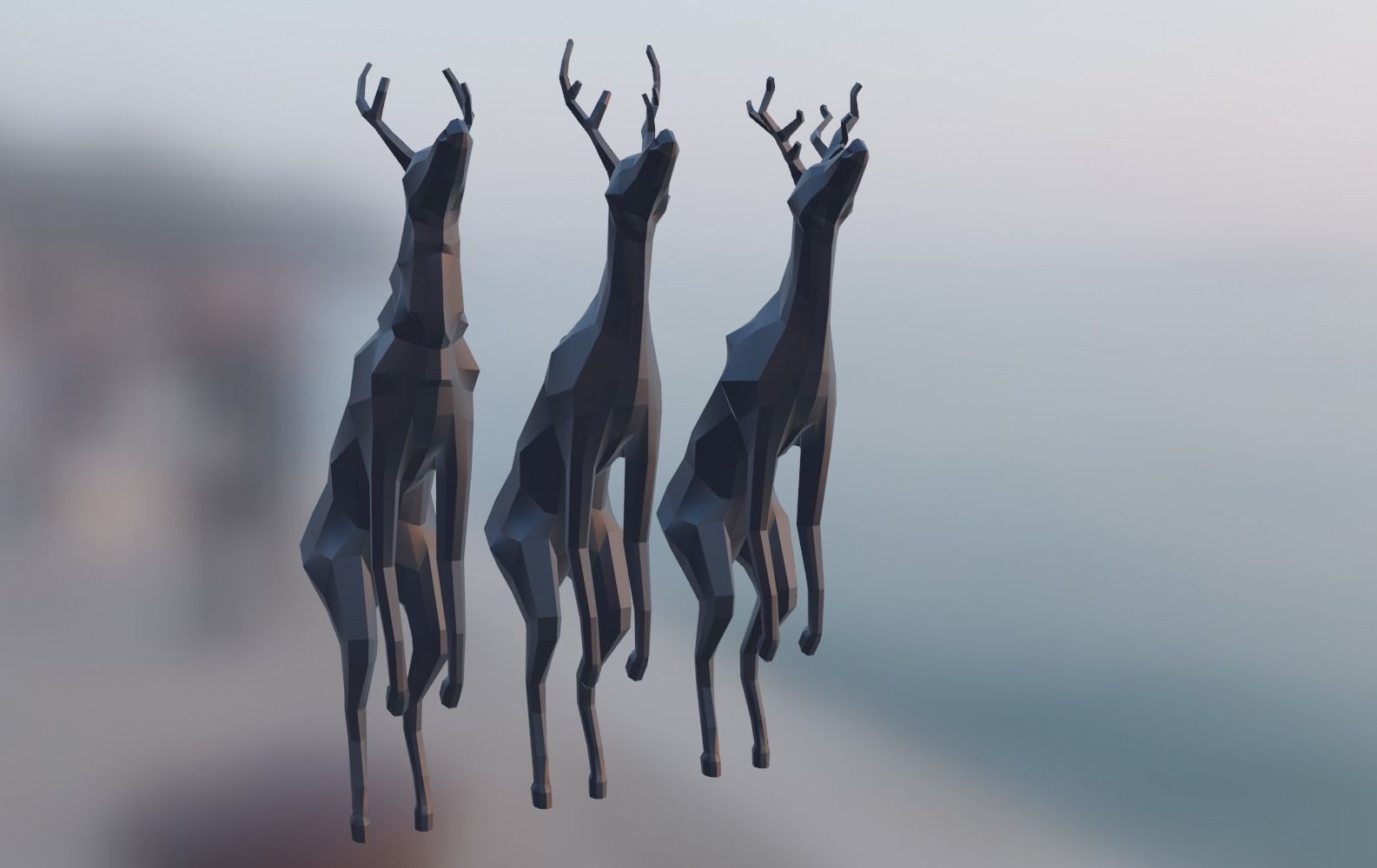 Three Flying Poly Deer - STL Print 3D print model_5