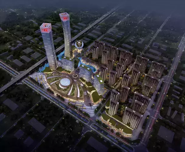 3Dmax fashion city commercial square building 131