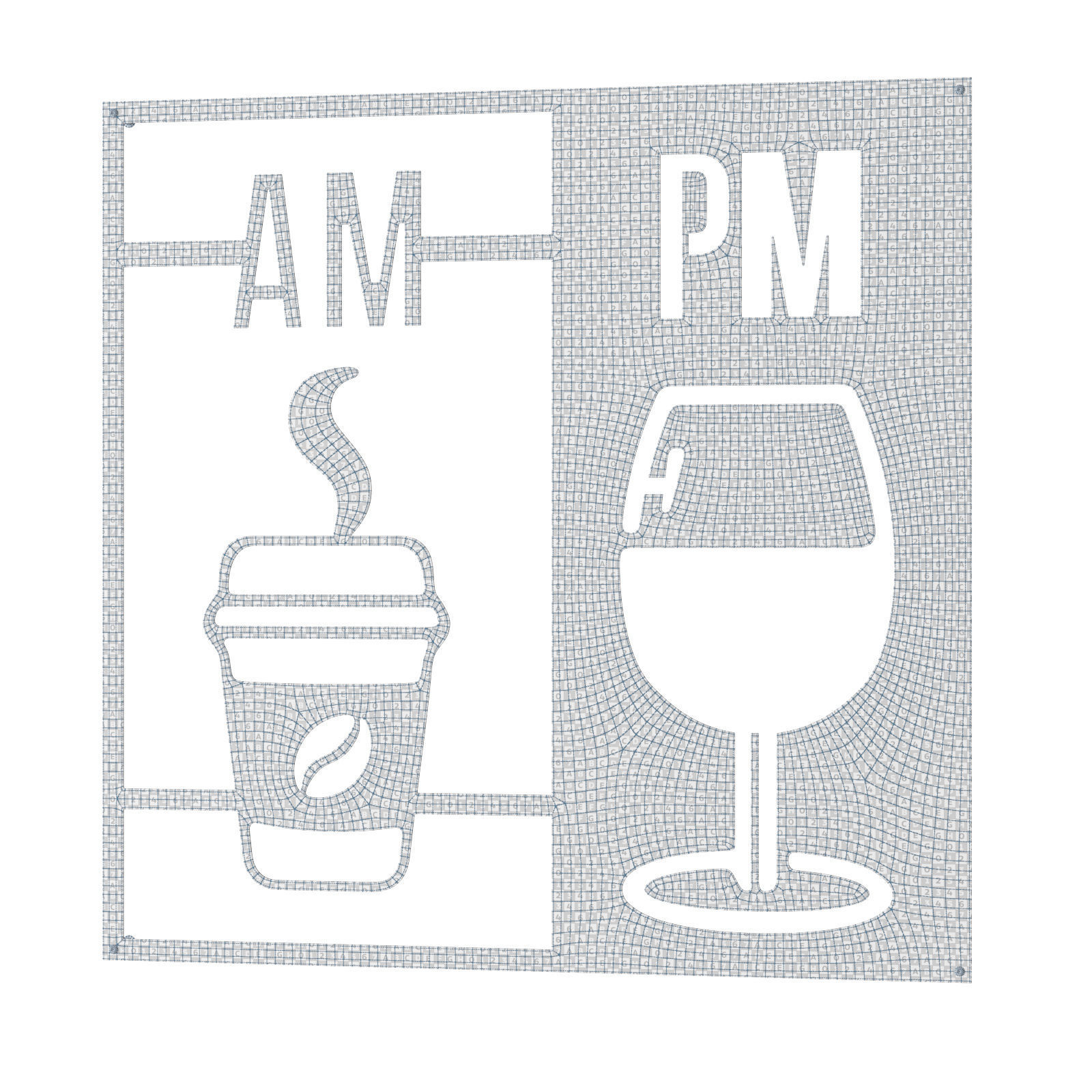 AM PM coffee sign Low-poly 3D model_12