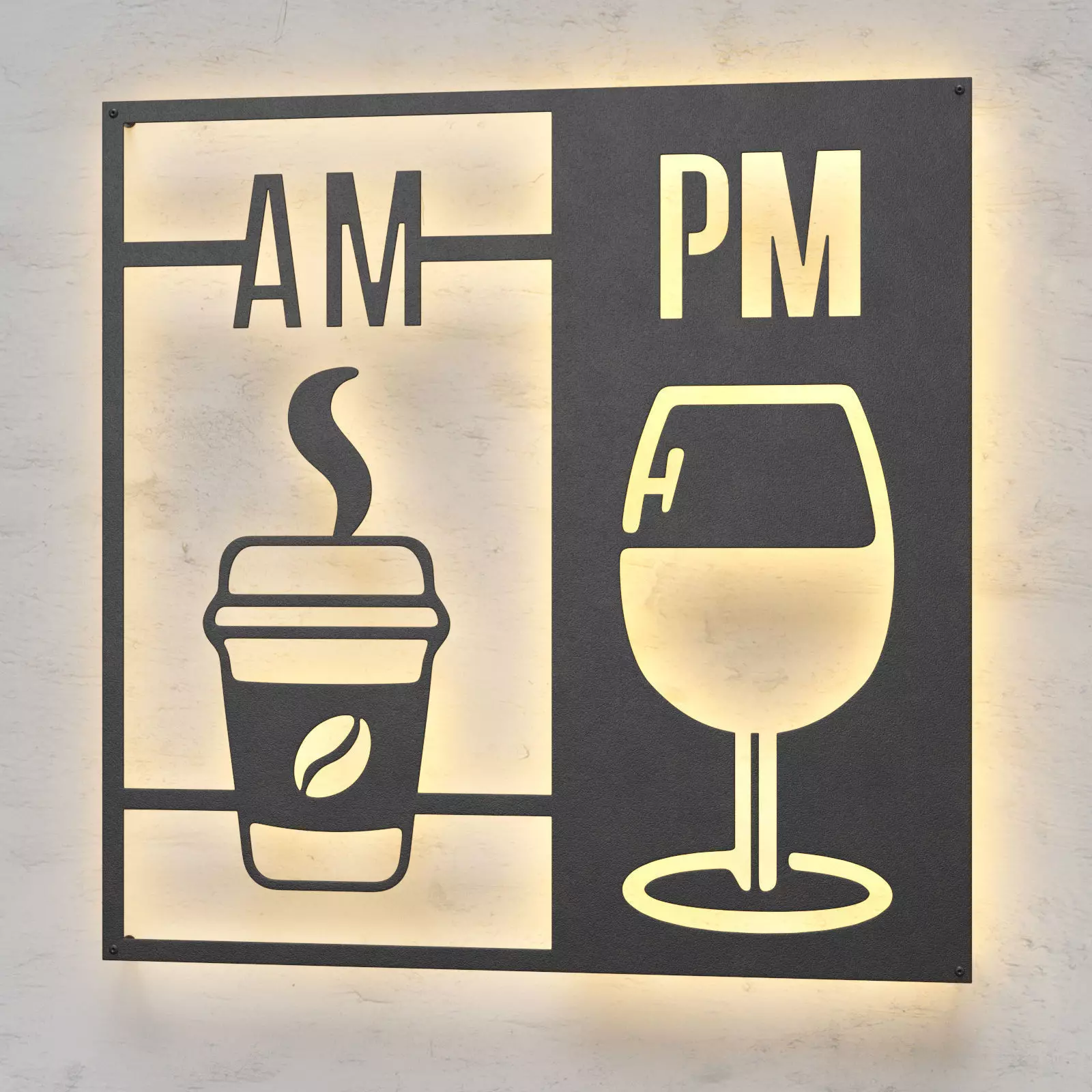 AM PM coffee sign Low-poly 3D model_0