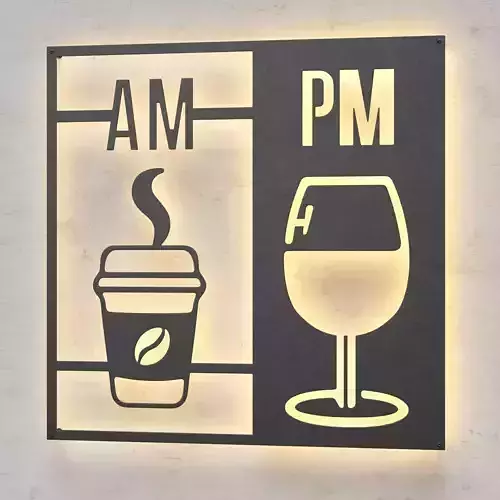 AM PM coffee sign Low-poly 3D model