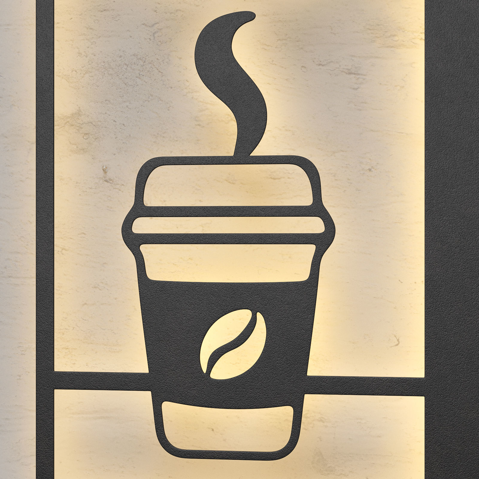 AM PM coffee sign Low-poly 3D model_4