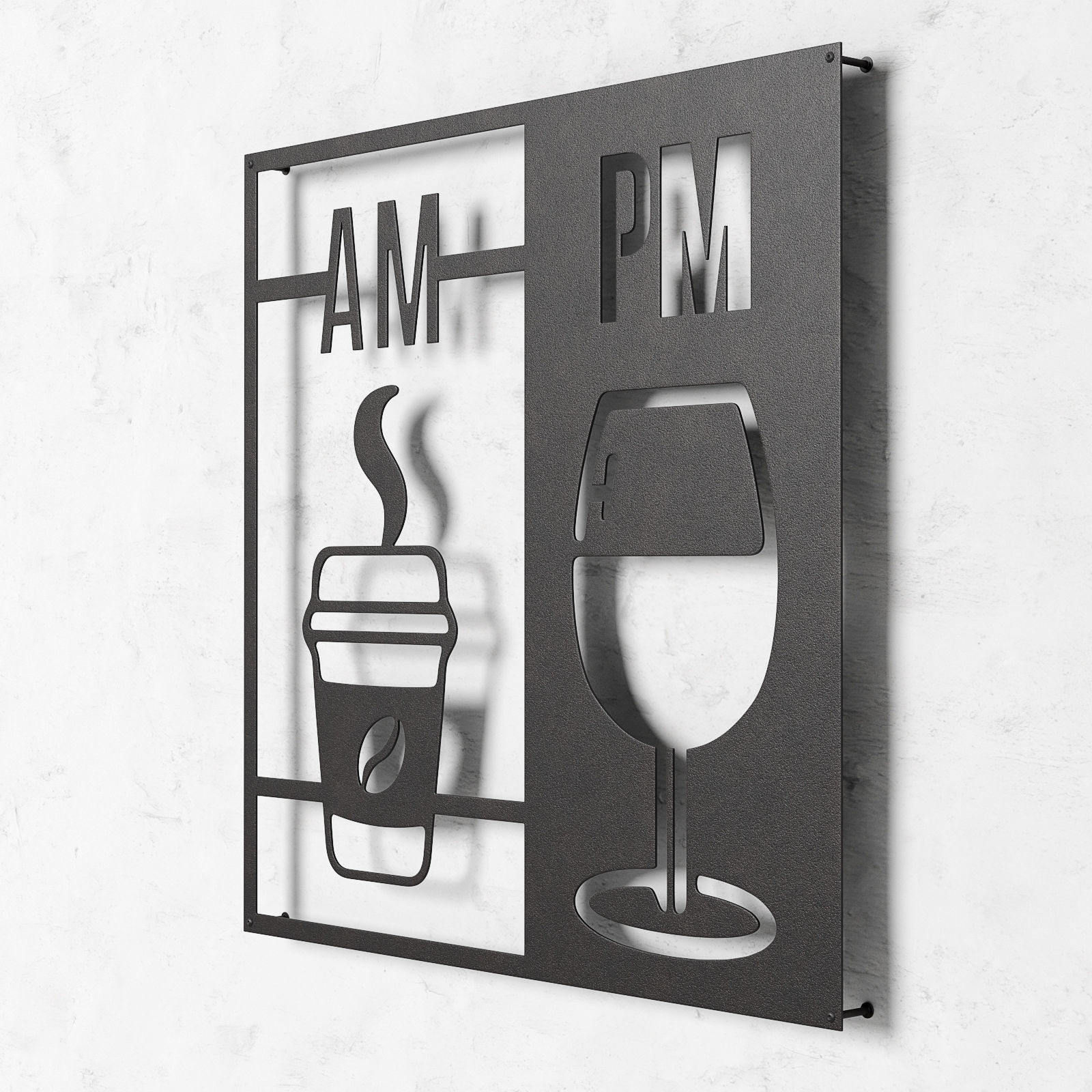 AM PM coffee sign Low-poly 3D model_3