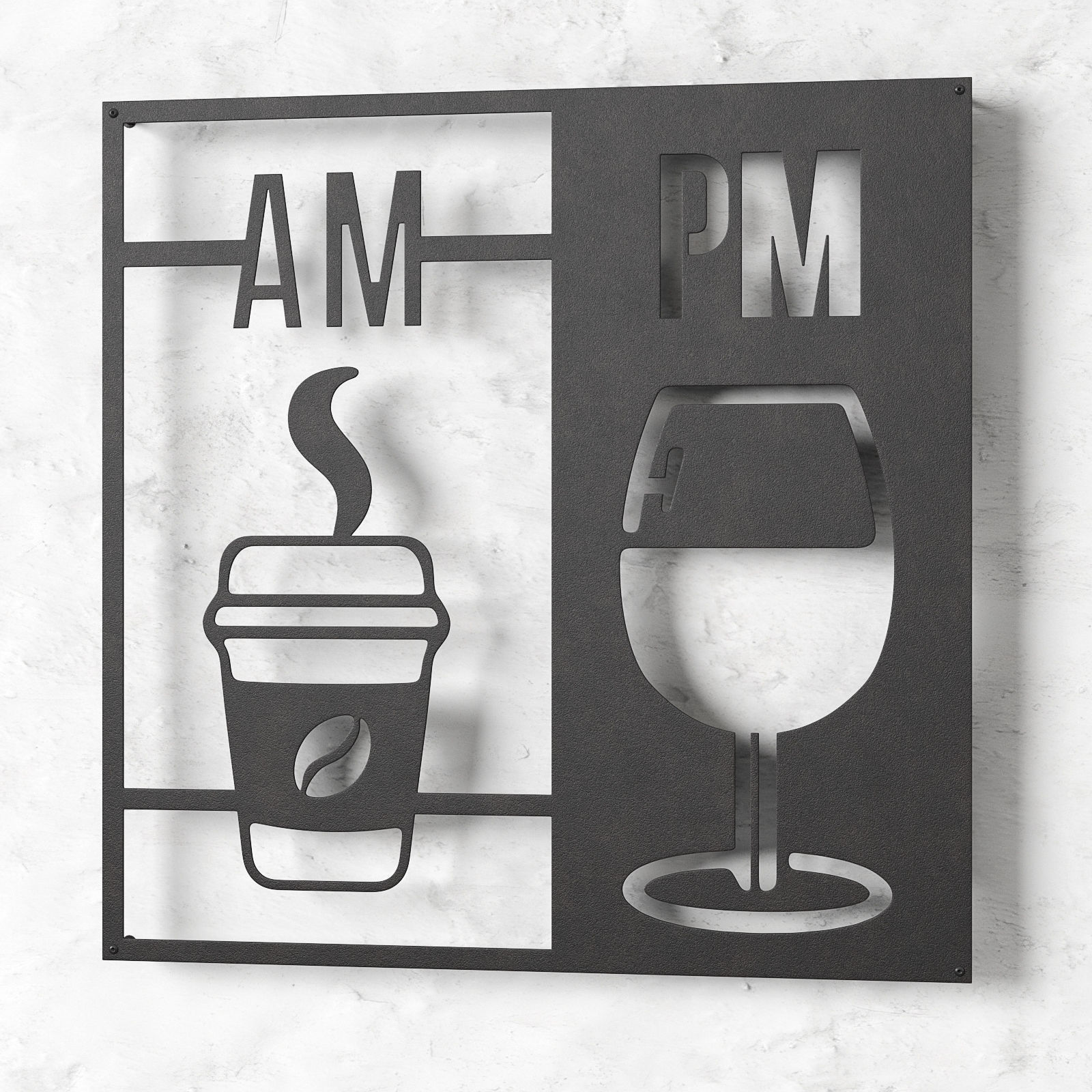 AM PM coffee sign Low-poly 3D model_1