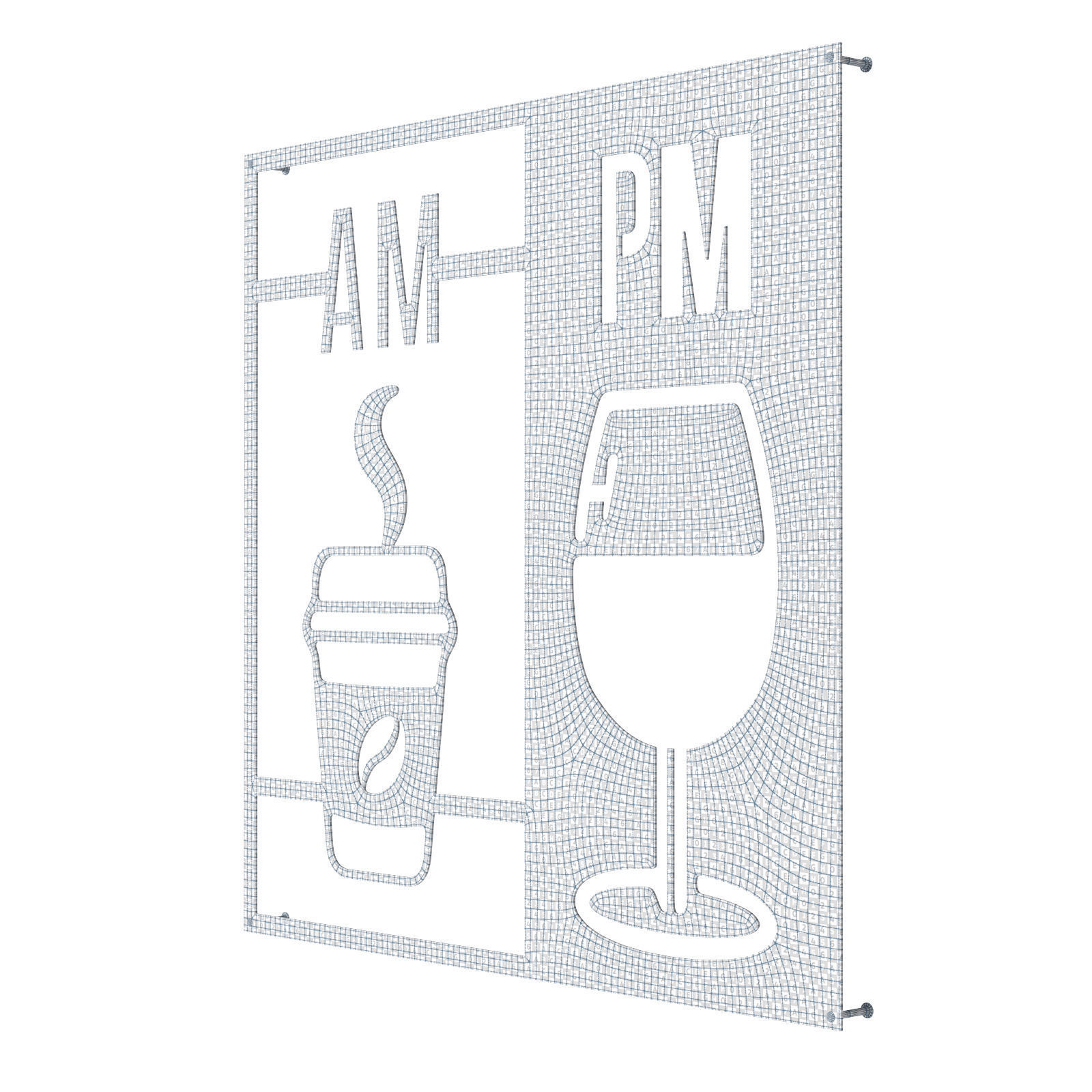 AM PM coffee sign Low-poly 3D model_13