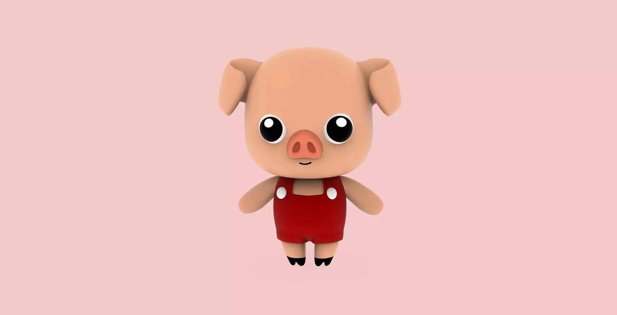 Cartoon Pig Animated Low-poly 3D model