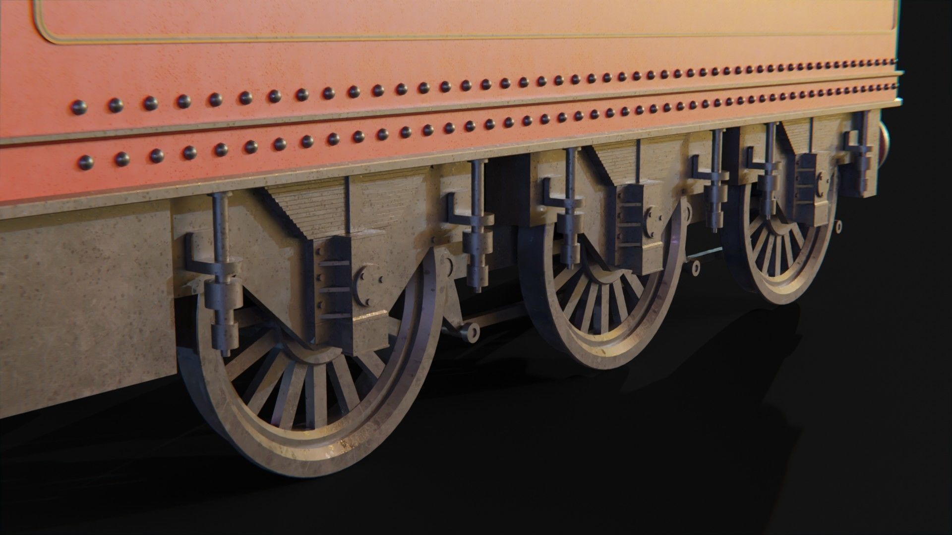 Tender GWR 4900 Olton Hall Hogwarts Express Low-poly 3D model_3