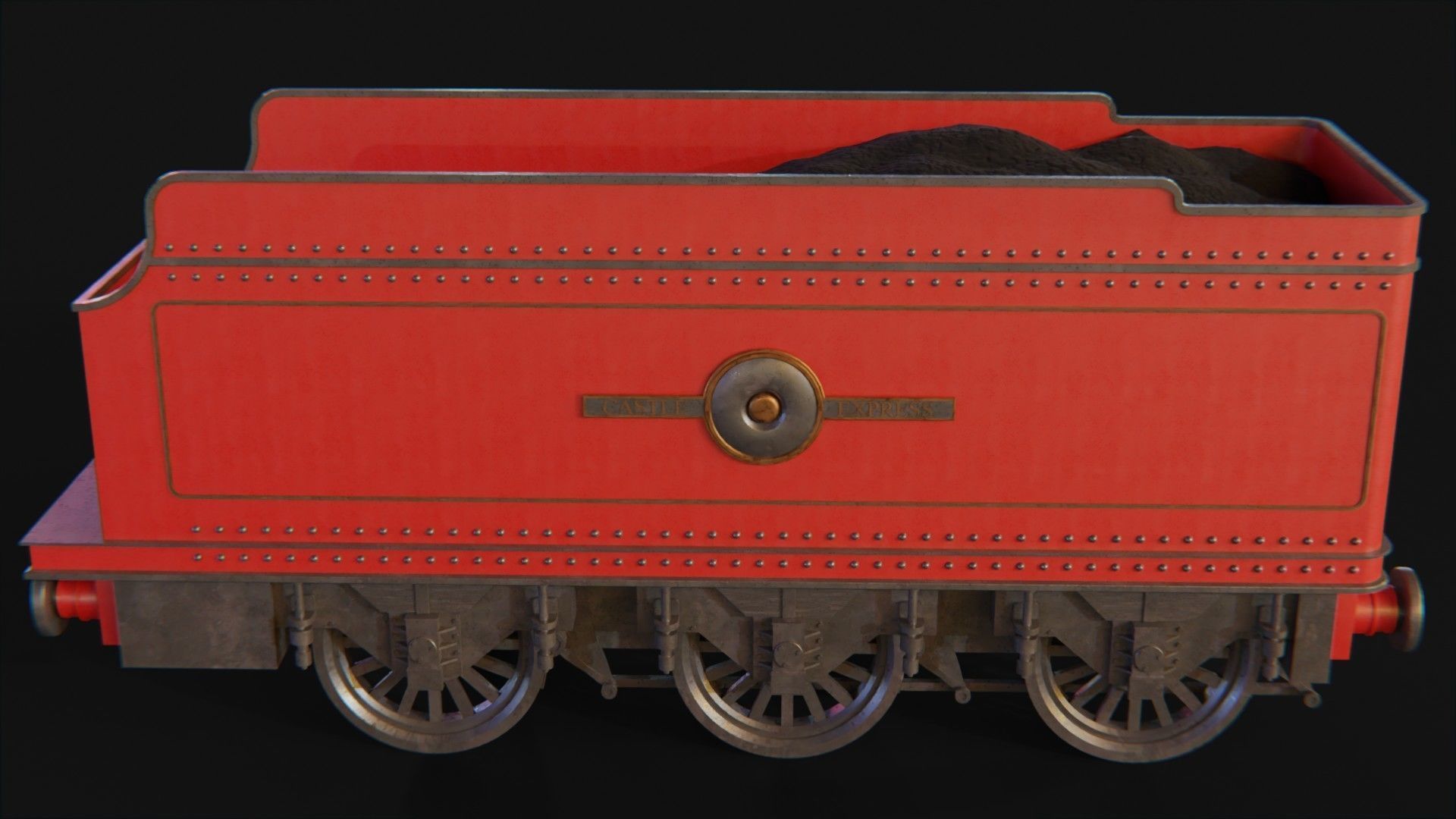 Tender GWR 4900 Olton Hall Hogwarts Express Low-poly 3D model_4