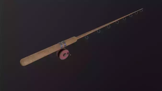 Old-fashioned fishing rod 3D Model Low-poly 3D model