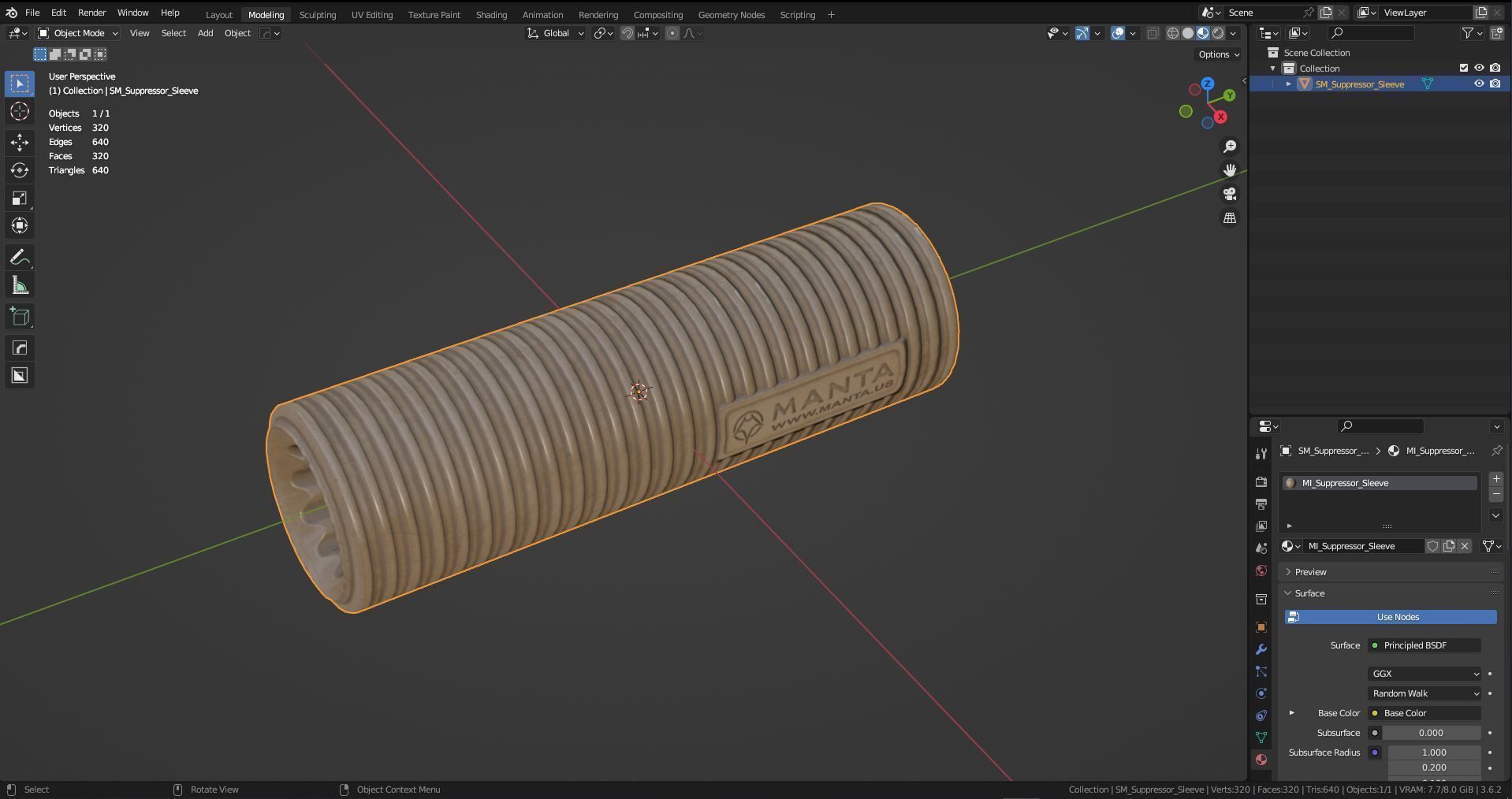 3D model MANTA SUPPRESSOR COVER SLEVE VR / AR / low-poly | CGTrader