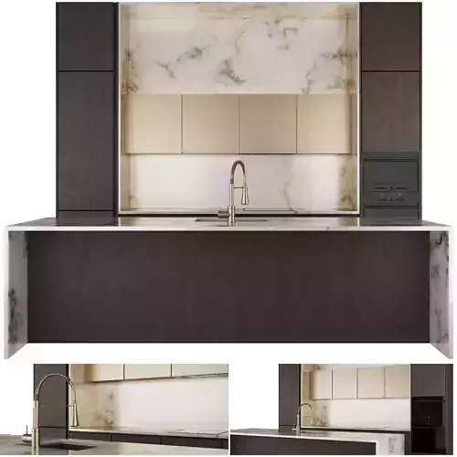 Modern kitchen with island 2 3D model