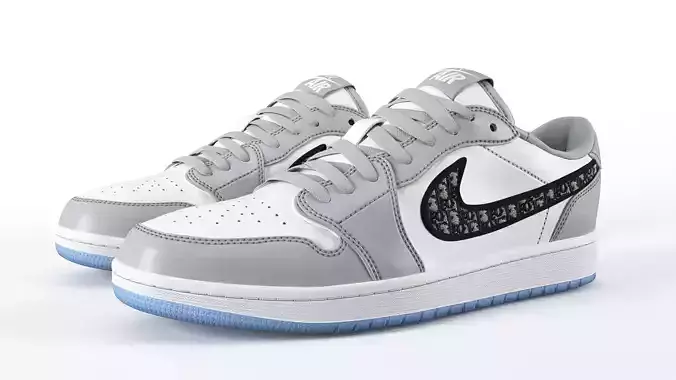 Jordan 1 Retro Low Dior PBR Low-poly 3D model