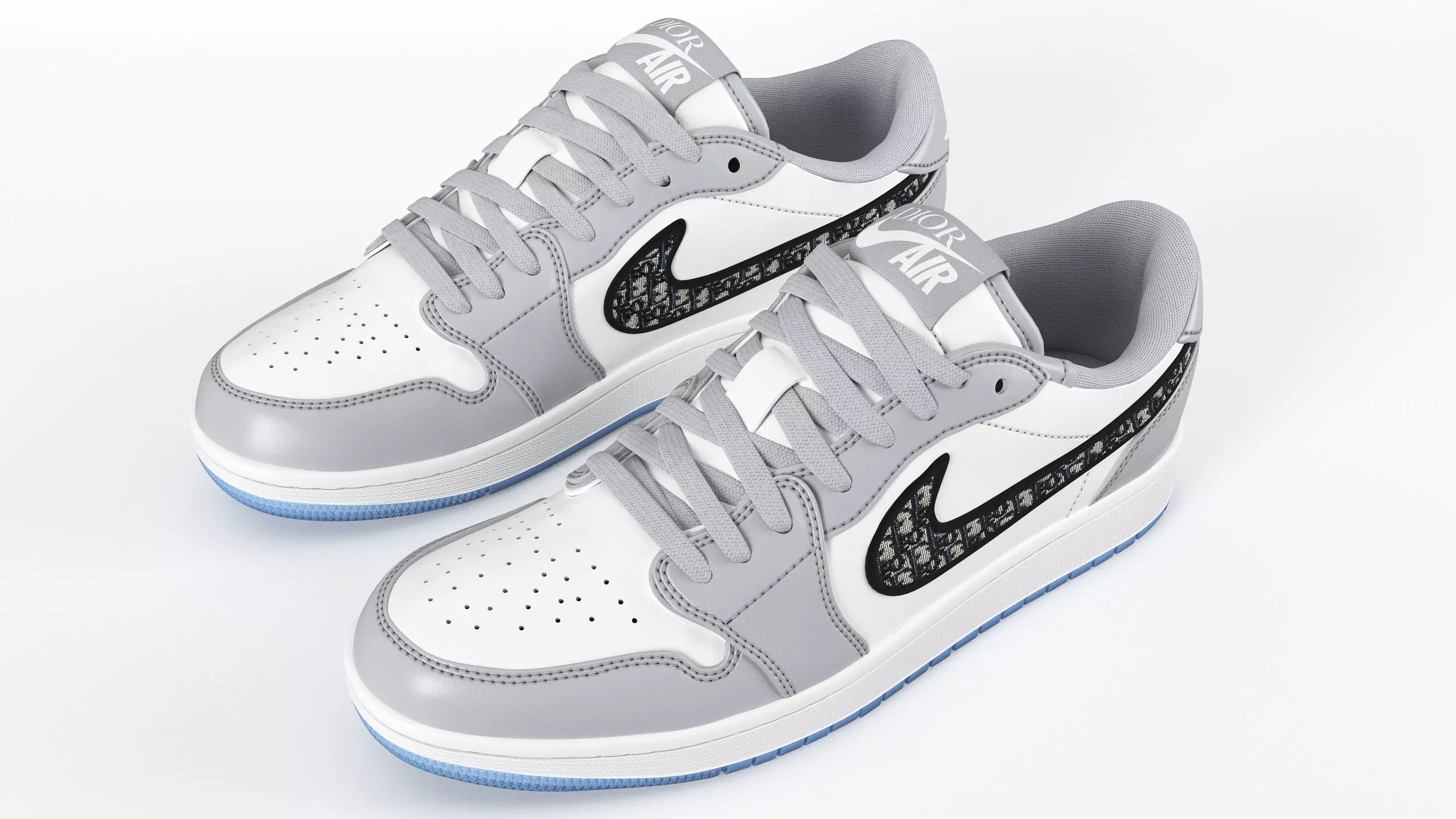 Jordan 1 Retro Low Dior PBR Low-poly 3D model_5