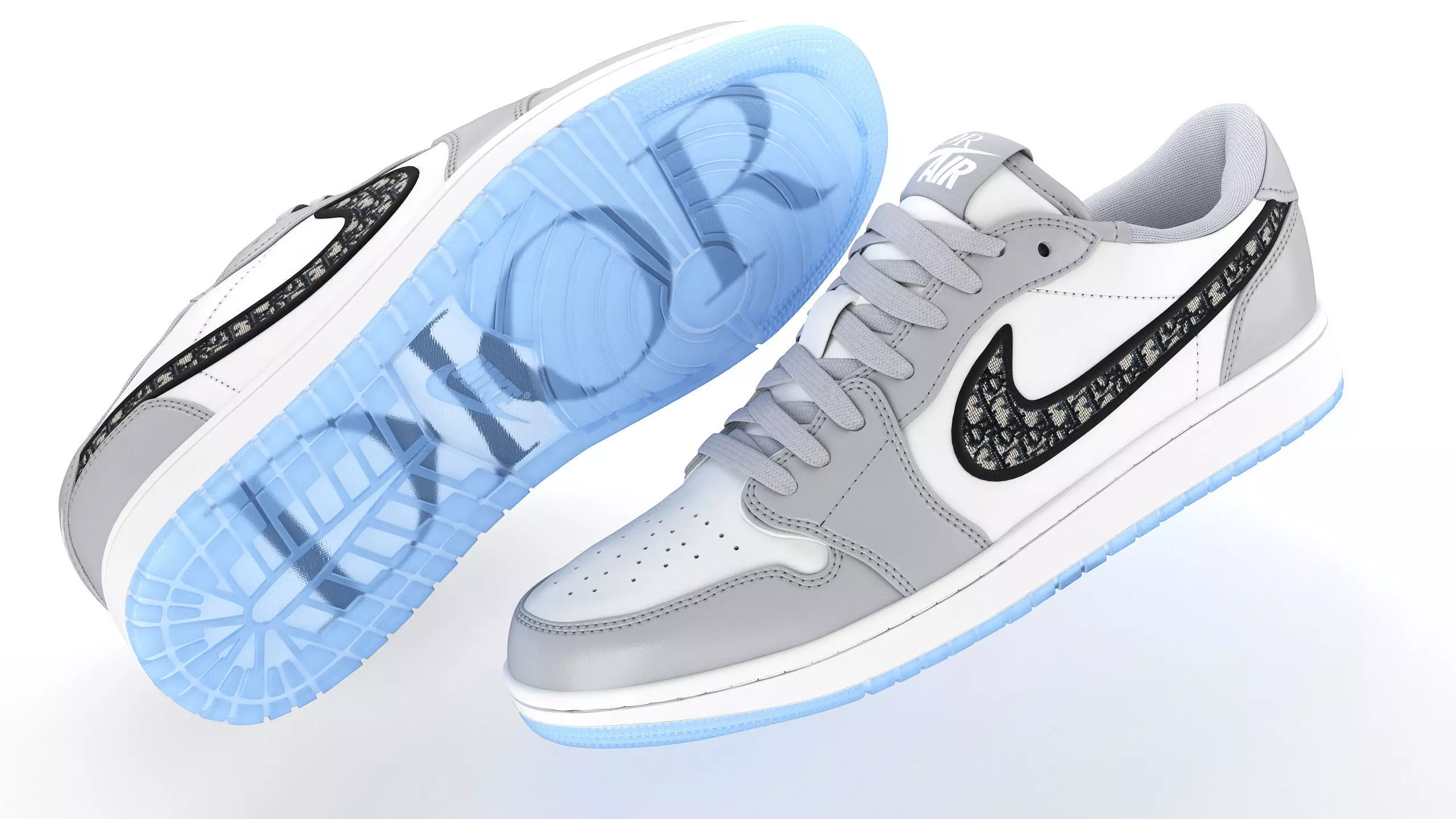 Jordan 1 Retro Low Dior PBR Low-poly 3D model_11