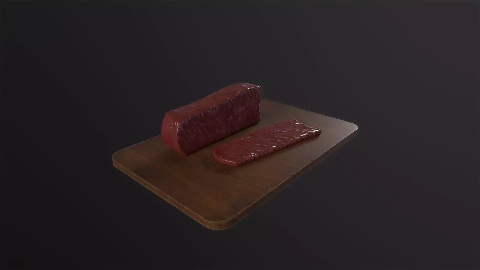 Cutting Board and meat 3D Model Low-poly 3D model_0