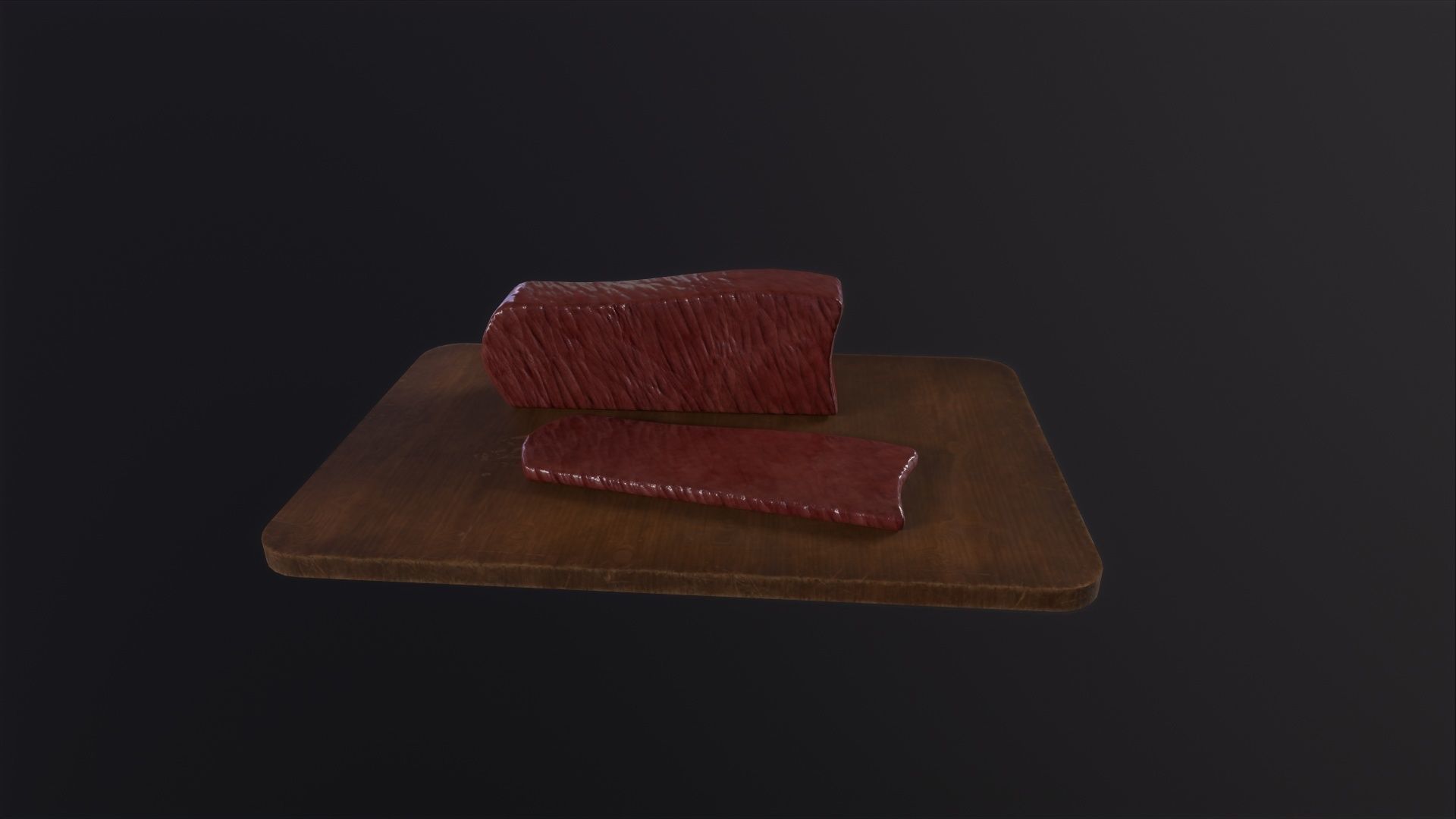 Cutting Board and meat 3D Model Low-poly 3D model_6