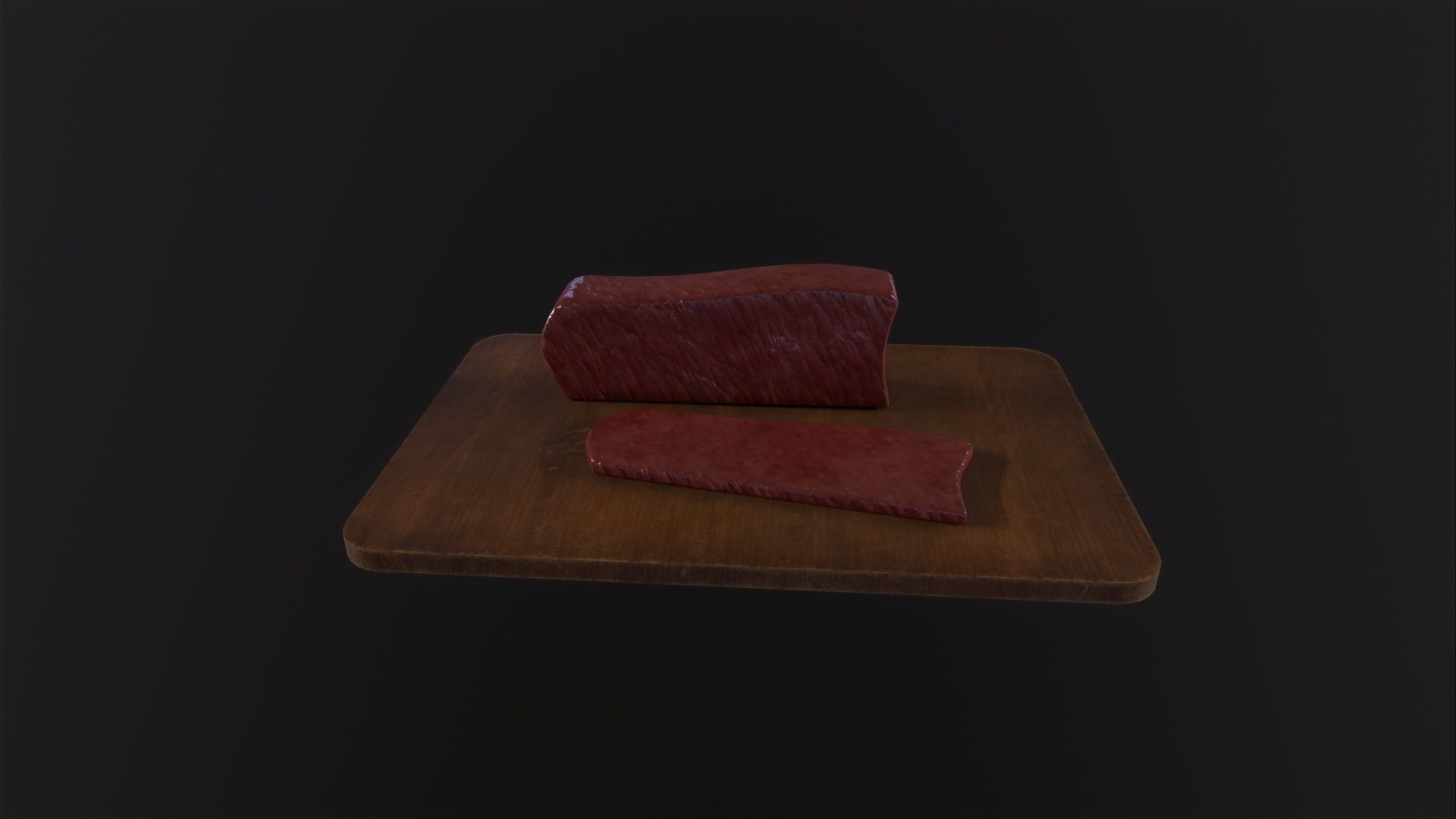 Cutting Board and meat 3D Model Low-poly 3D model_2