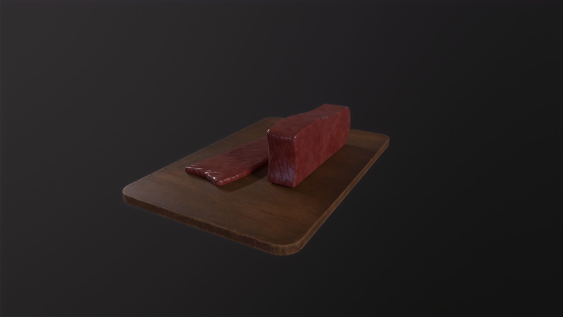Cutting Board and meat 3D Model Low-poly 3D model_4
