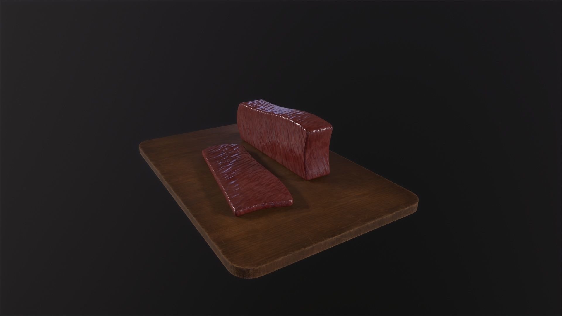 Cutting Board and meat 3D Model Low-poly 3D model_3