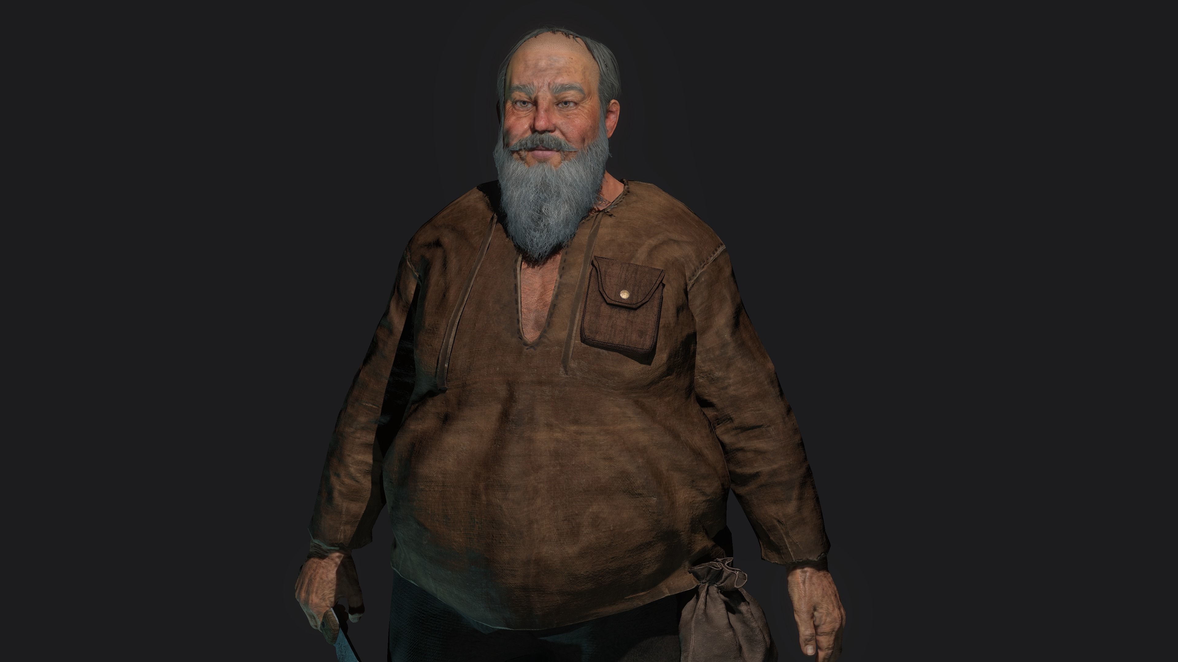 AAA 3D REALISTIC CHARACTER - FANTASY MEDIEVAL OLD MAN BUTCHER Low-poly 3D model_7
