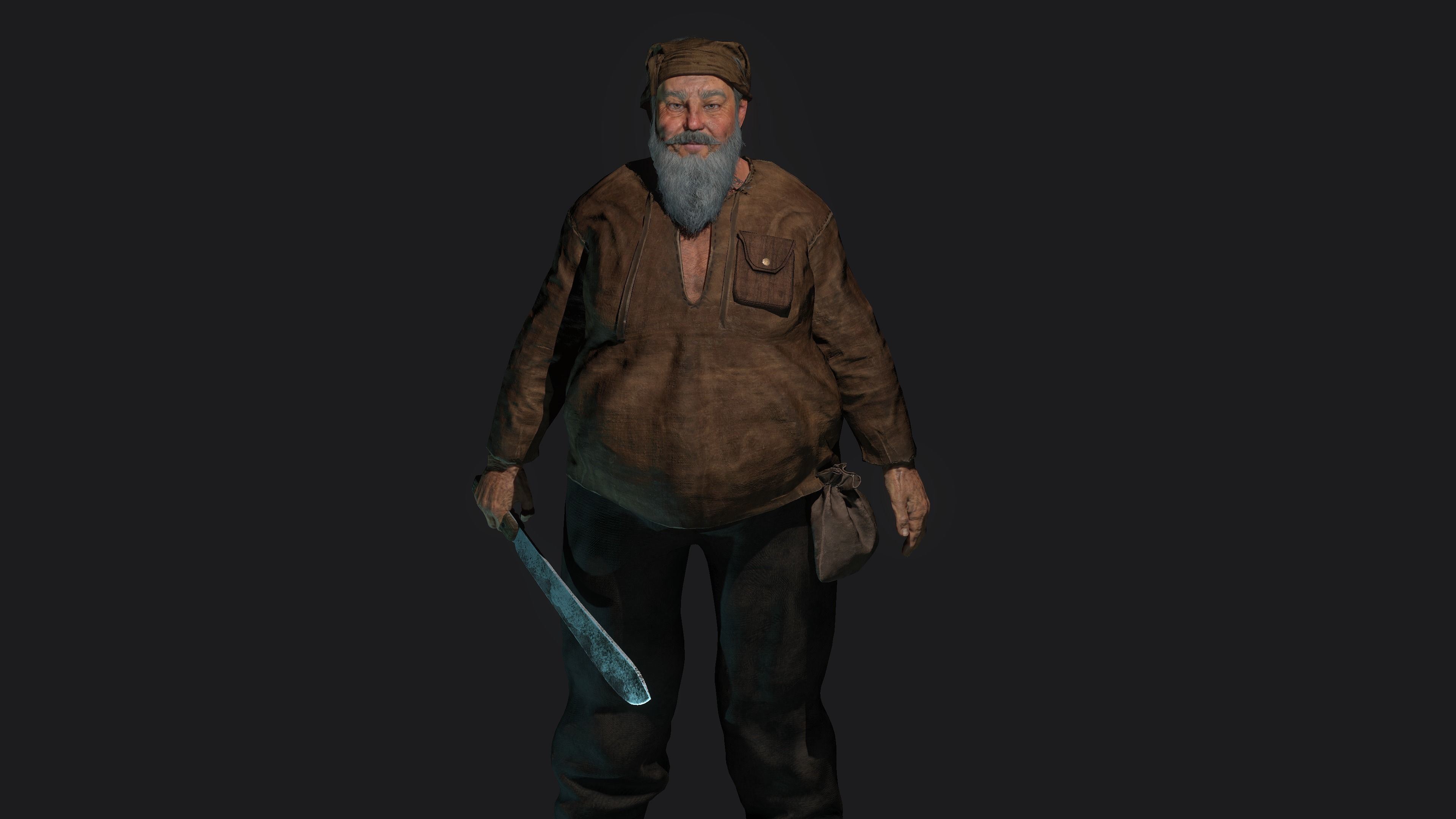 AAA 3D REALISTIC CHARACTER - FANTASY MEDIEVAL OLD MAN BUTCHER Low-poly 3D model_2