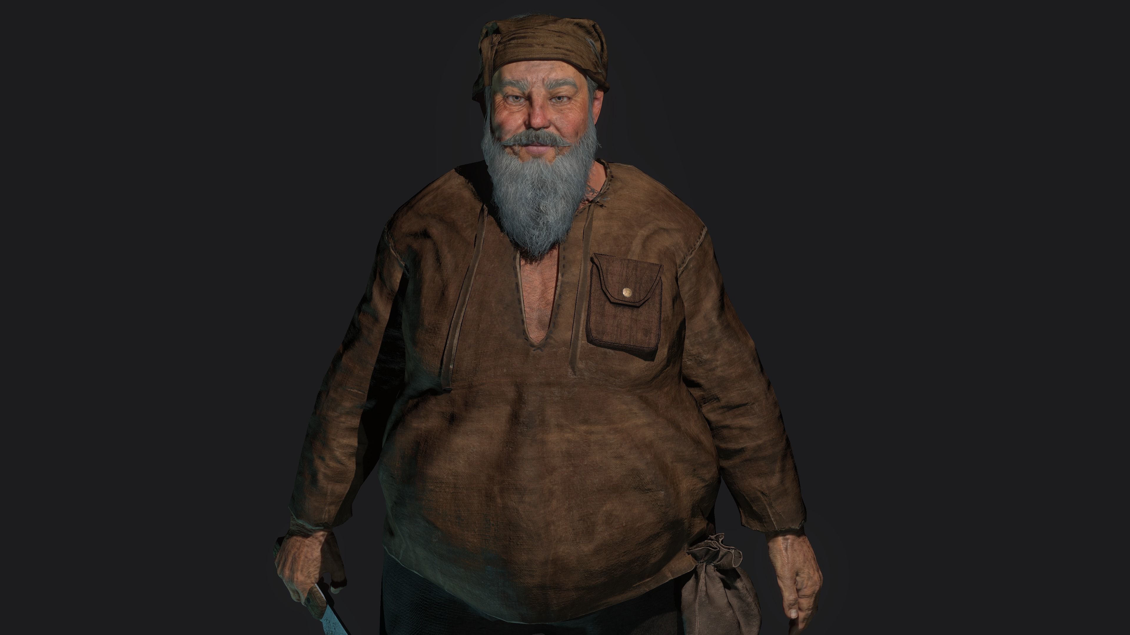 AAA 3D REALISTIC CHARACTER - FANTASY MEDIEVAL OLD MAN BUTCHER Low-poly 3D model_4