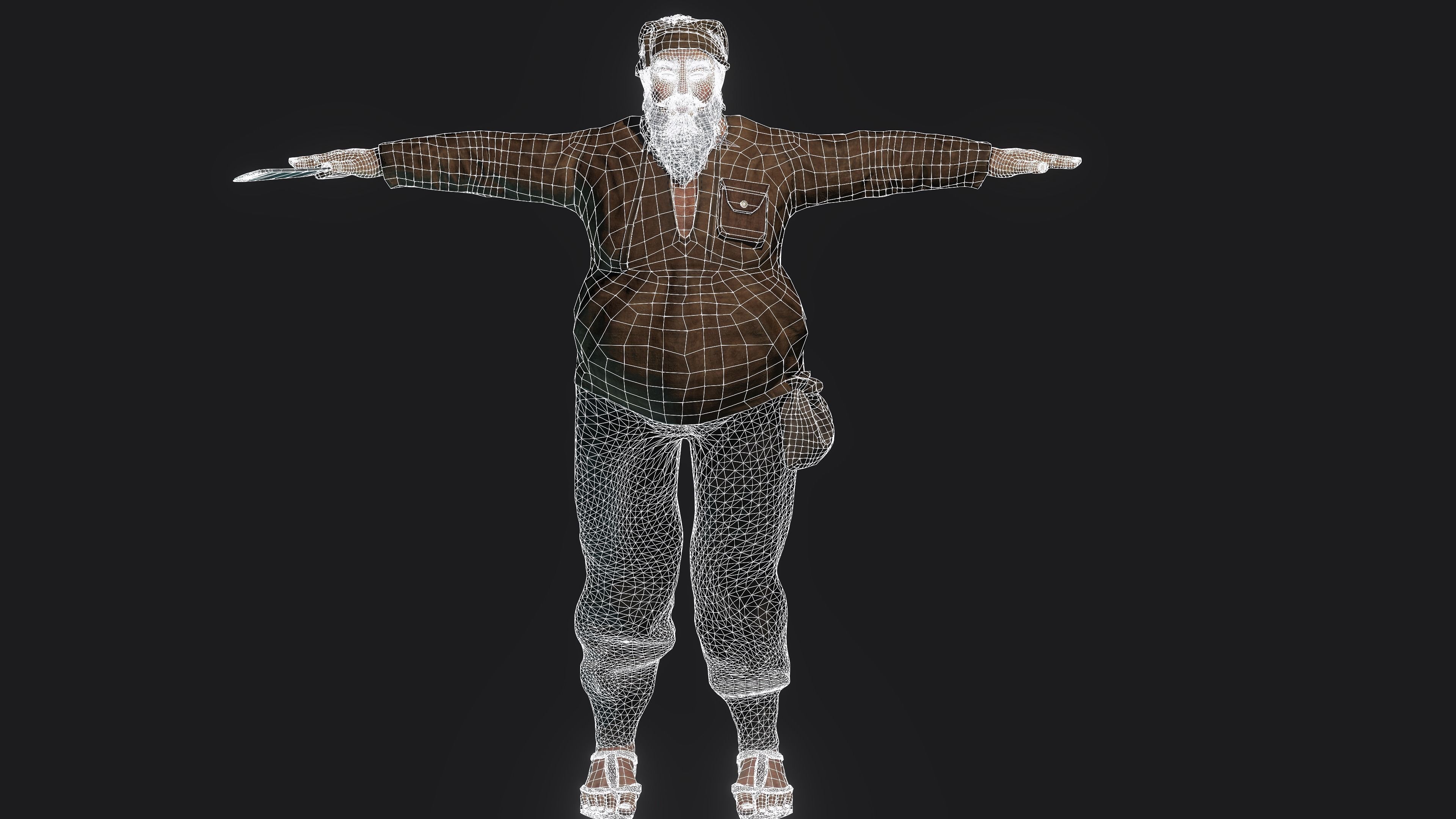 AAA 3D REALISTIC CHARACTER - FANTASY MEDIEVAL OLD MAN BUTCHER Low-poly 3D model_18