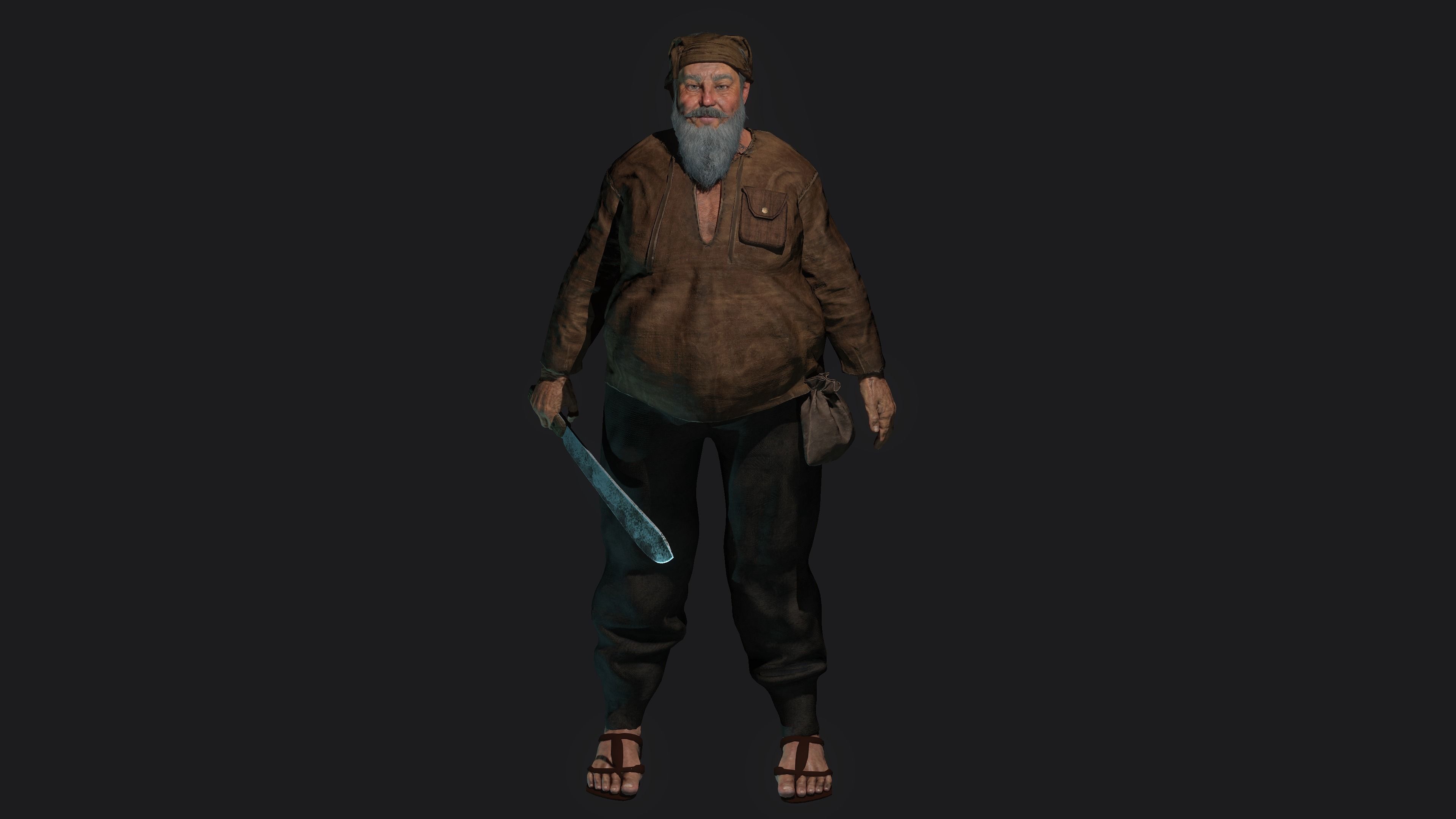 AAA 3D REALISTIC CHARACTER - FANTASY MEDIEVAL OLD MAN BUTCHER Low-poly 3D model_1