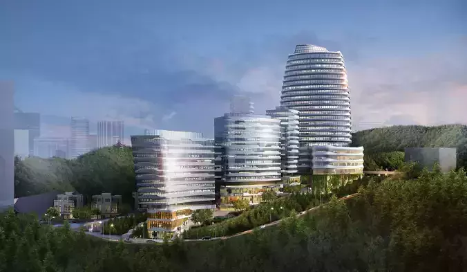 3Dmax fashion city commercial square building 134