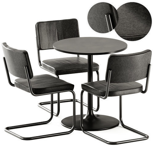 Casual Round 70 Table by Bene and Chair S 32 PV by Thonet 3D model