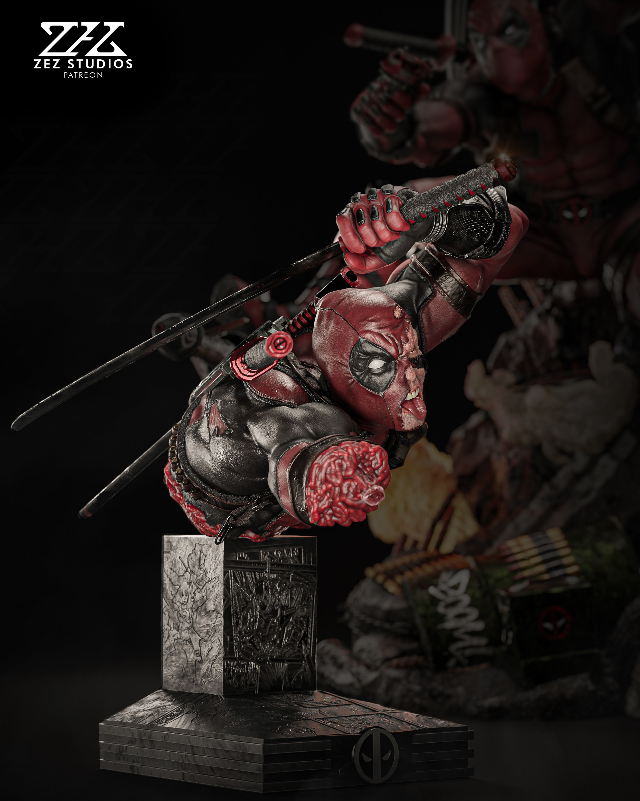 Deadpool Bust - STL 3D print model_3