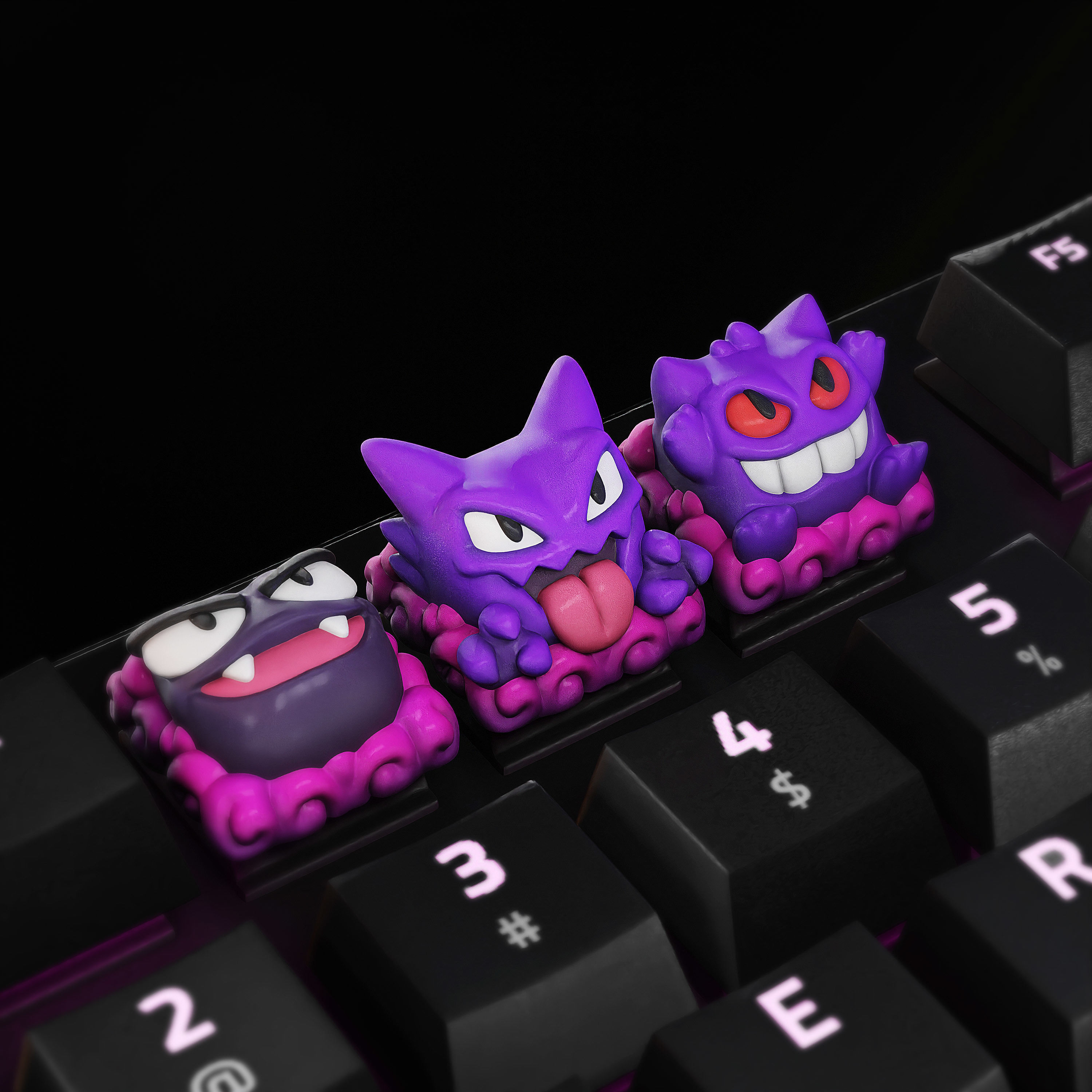 gengar evolutions Keycaps - Mechanical Keyboard 3D print model_5