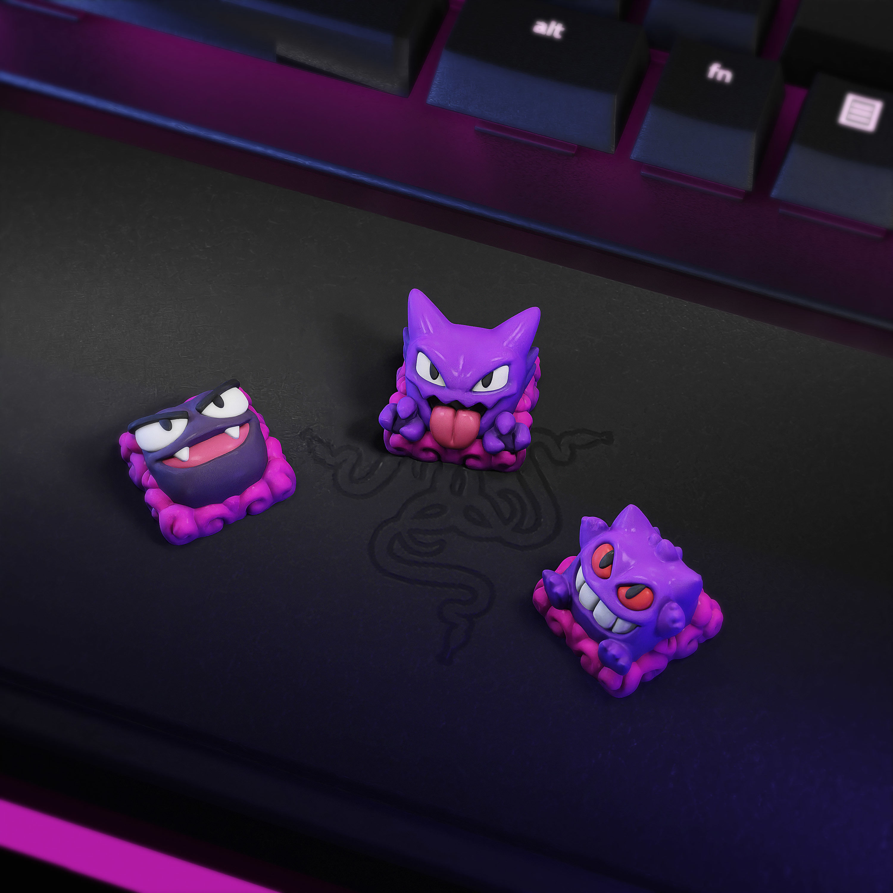 gengar evolutions Keycaps - Mechanical Keyboard 3D print model_9