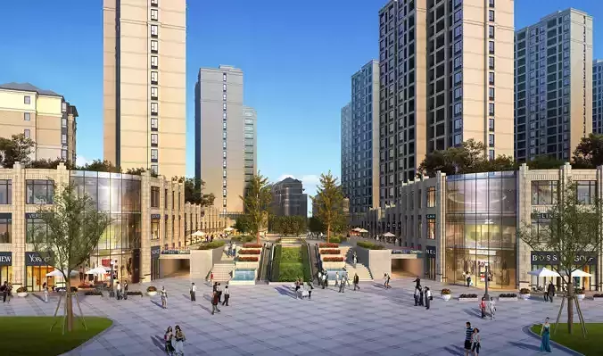 3Dmax fashion city commercial square building 139