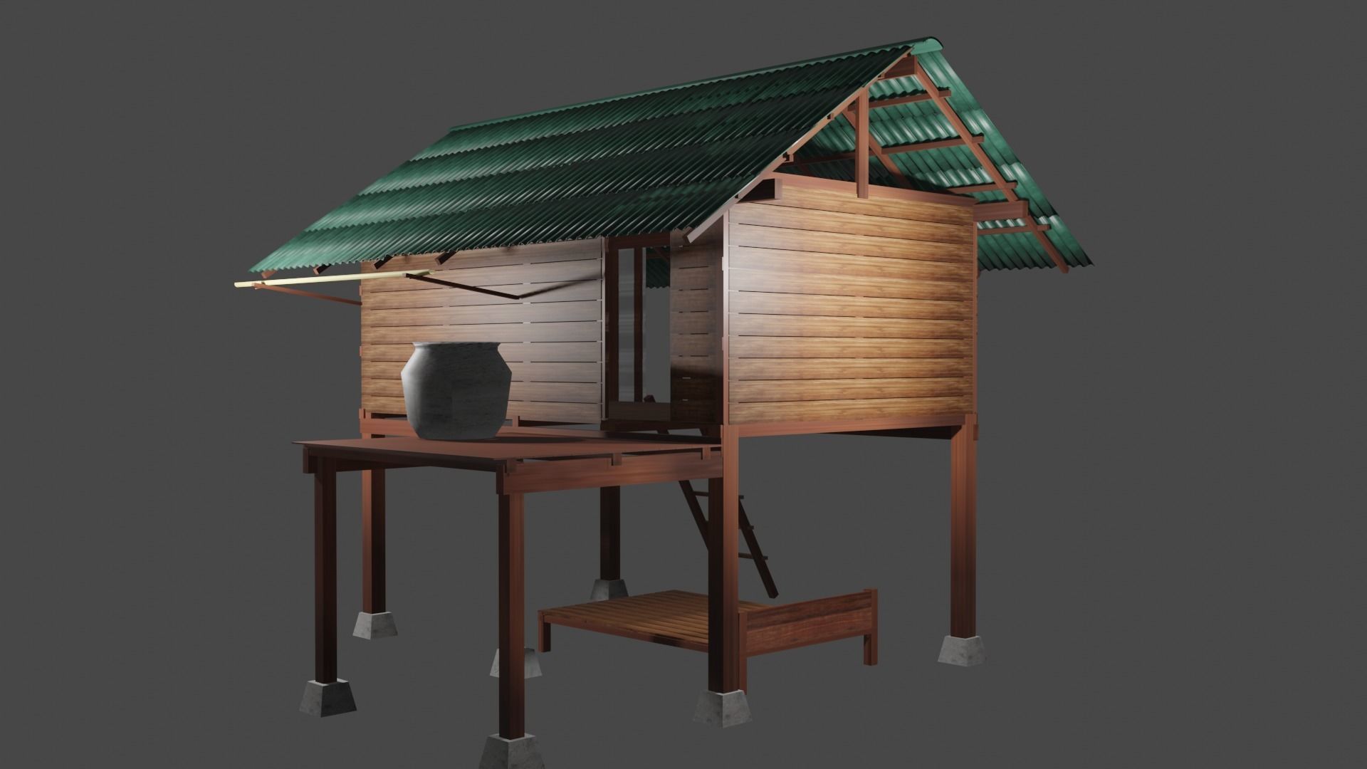 Lao House 3D Two floors 3D model_2