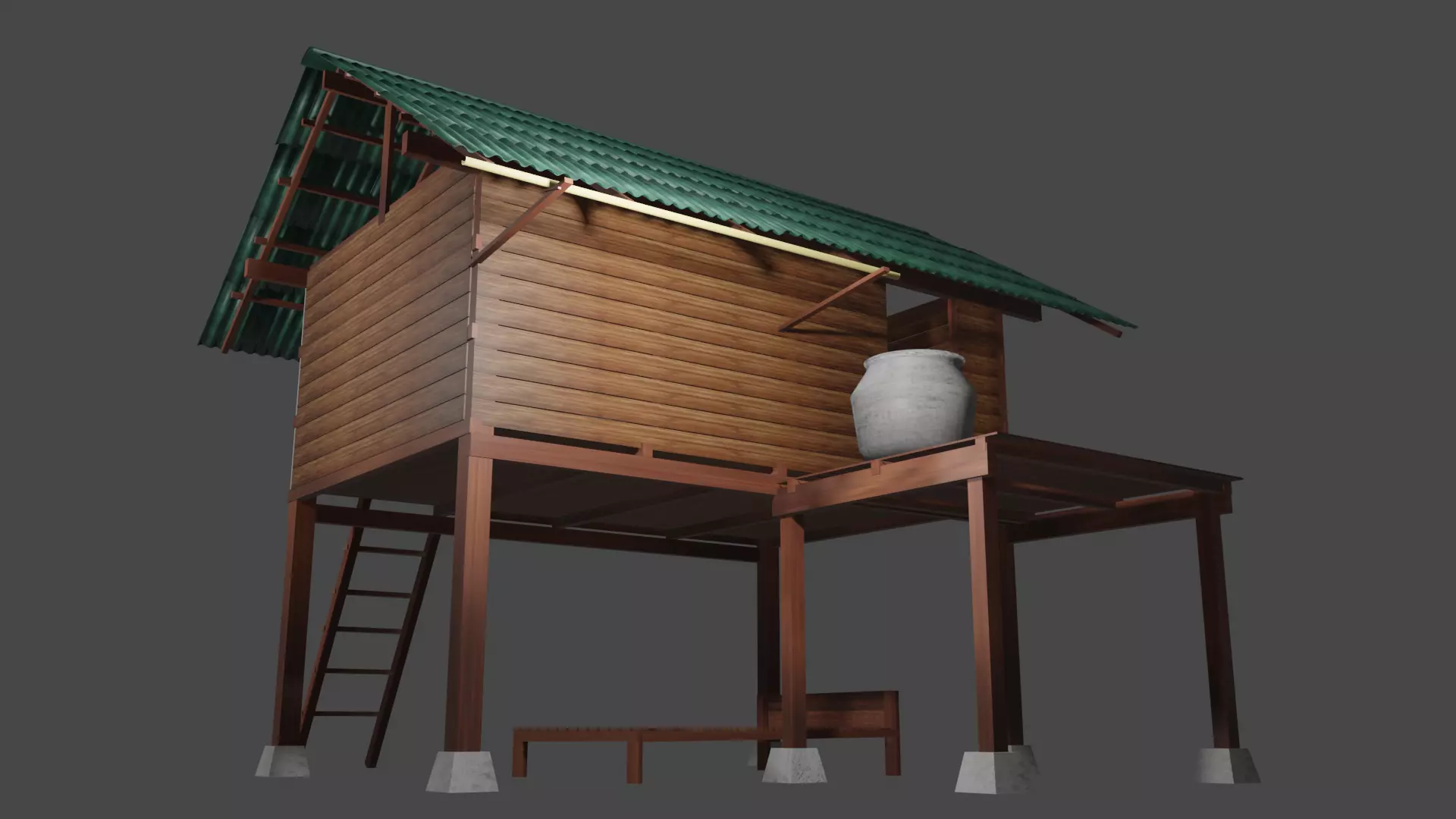 Lao House 3D Two floors 3D model_0